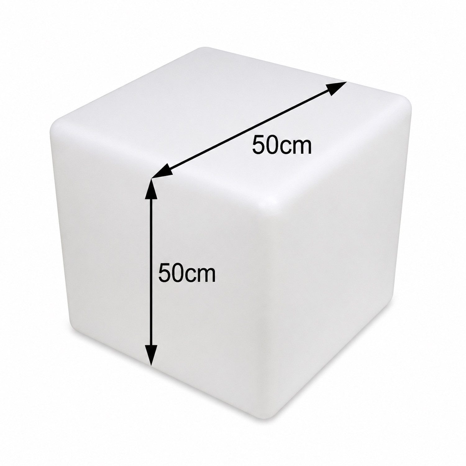 SATISFIRE LED Würfel LED Leuchtwürfel Cube 50x50cm E27 warmweiß outdoor Beistelltisch, LED Classic, warmweiß (2100K bis 3000K)