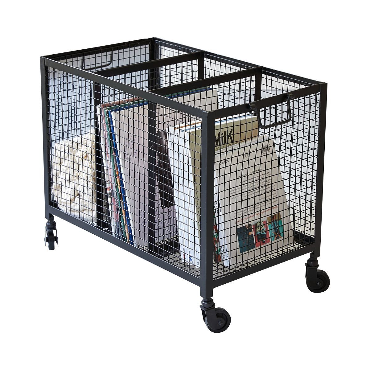 Tikamoon Kommode Kiste auf Rollen Aufbewahrungsbox Korb Metallkorb Verstauen industriel