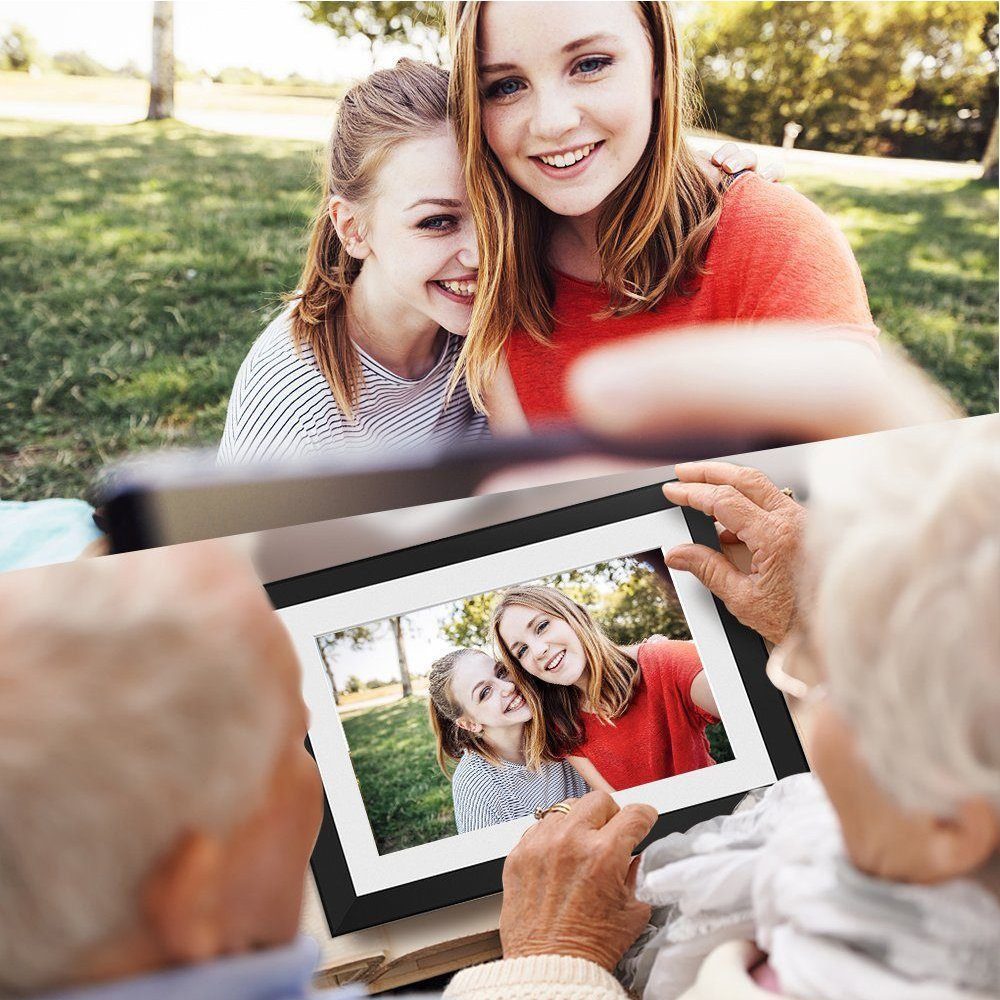 feinlux Bilderrahmen Digitaler Bilderrahmen 10.1 Zoll, für 1 Bilder (Set), Mit Fernsteuerung, Digitaler Bilderrahmen, Simply Plug & Play, Vielseitige Schnittstelle