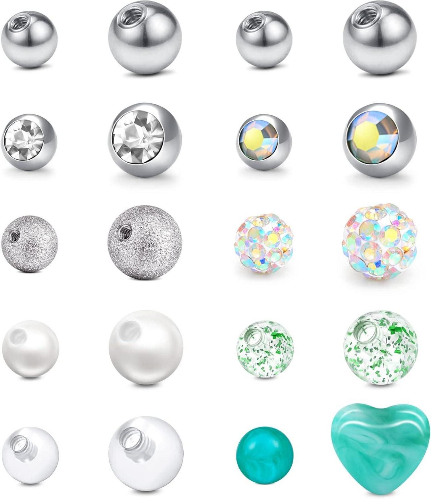 Piercing-Set Piercing Kugeln 5mm 8mm Ersatzkugeln Edelstahl Acryl Barbell Teile