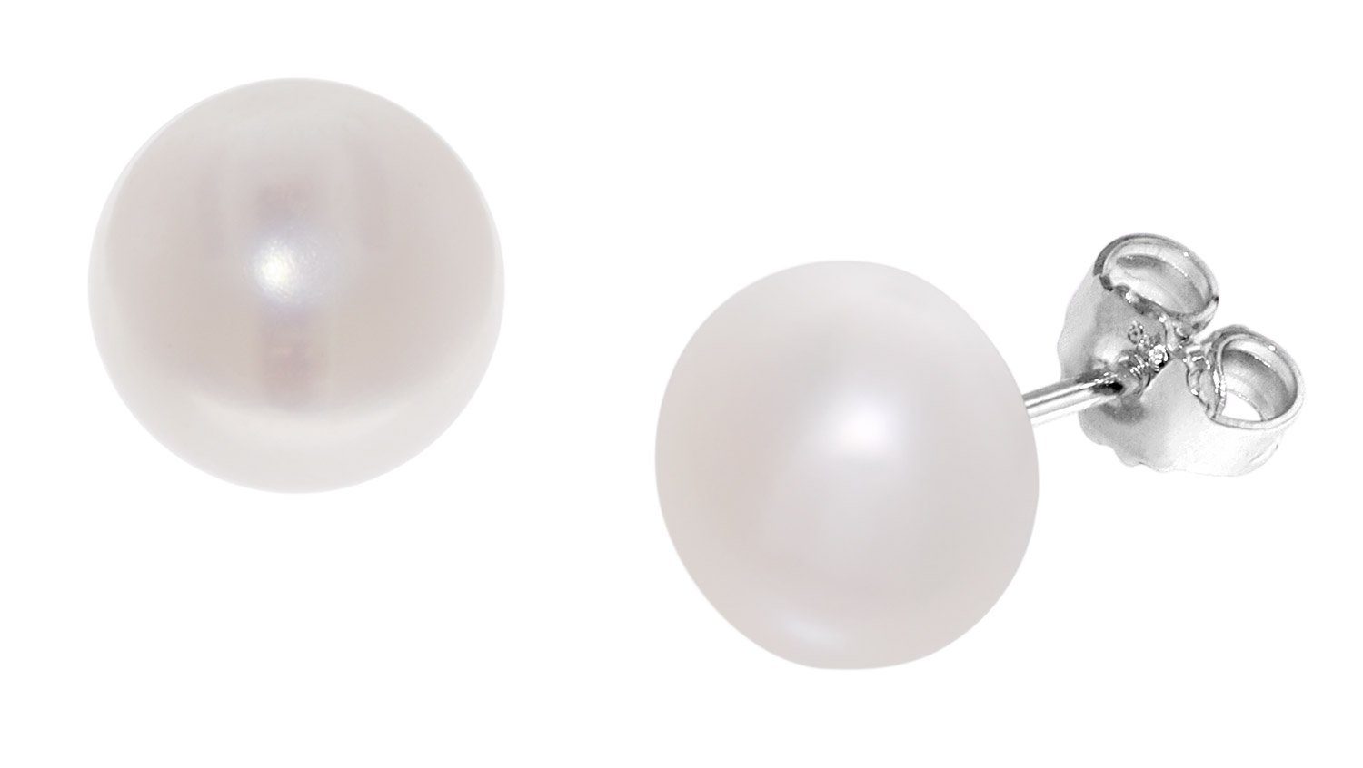 Damen Schmuck trendor Paar Ohrstecker Silber Perl-e mit Süßwasserperle Weiß