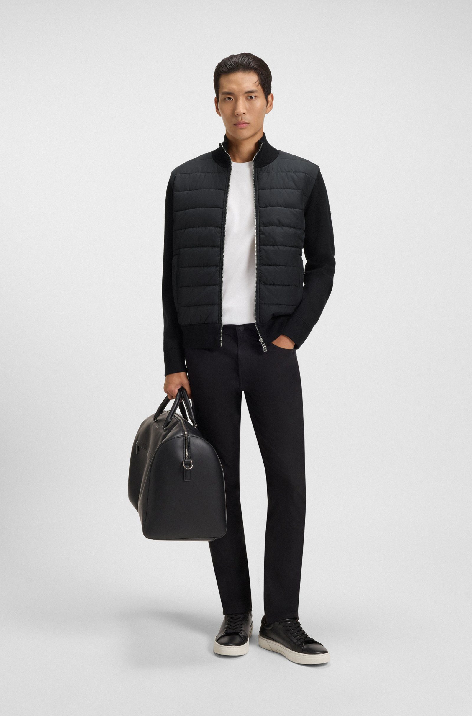 BOSS Strickjacke Hernesto mit wattierter Vorderseite (1-tlg)