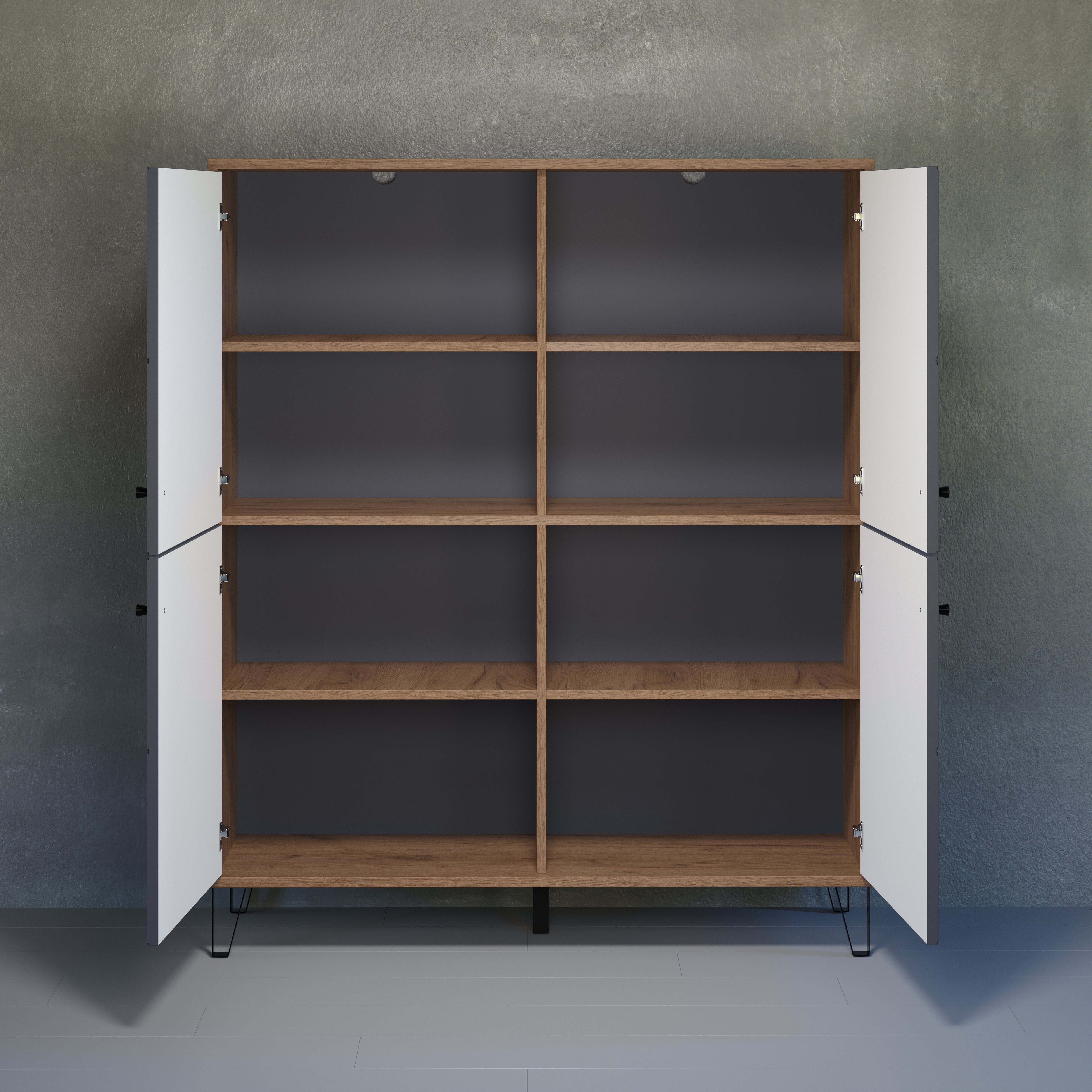 Places St), (1 außergewöhnliches Fronten, Style Highboard Soft-Close strukturierten mit of Molveno Design