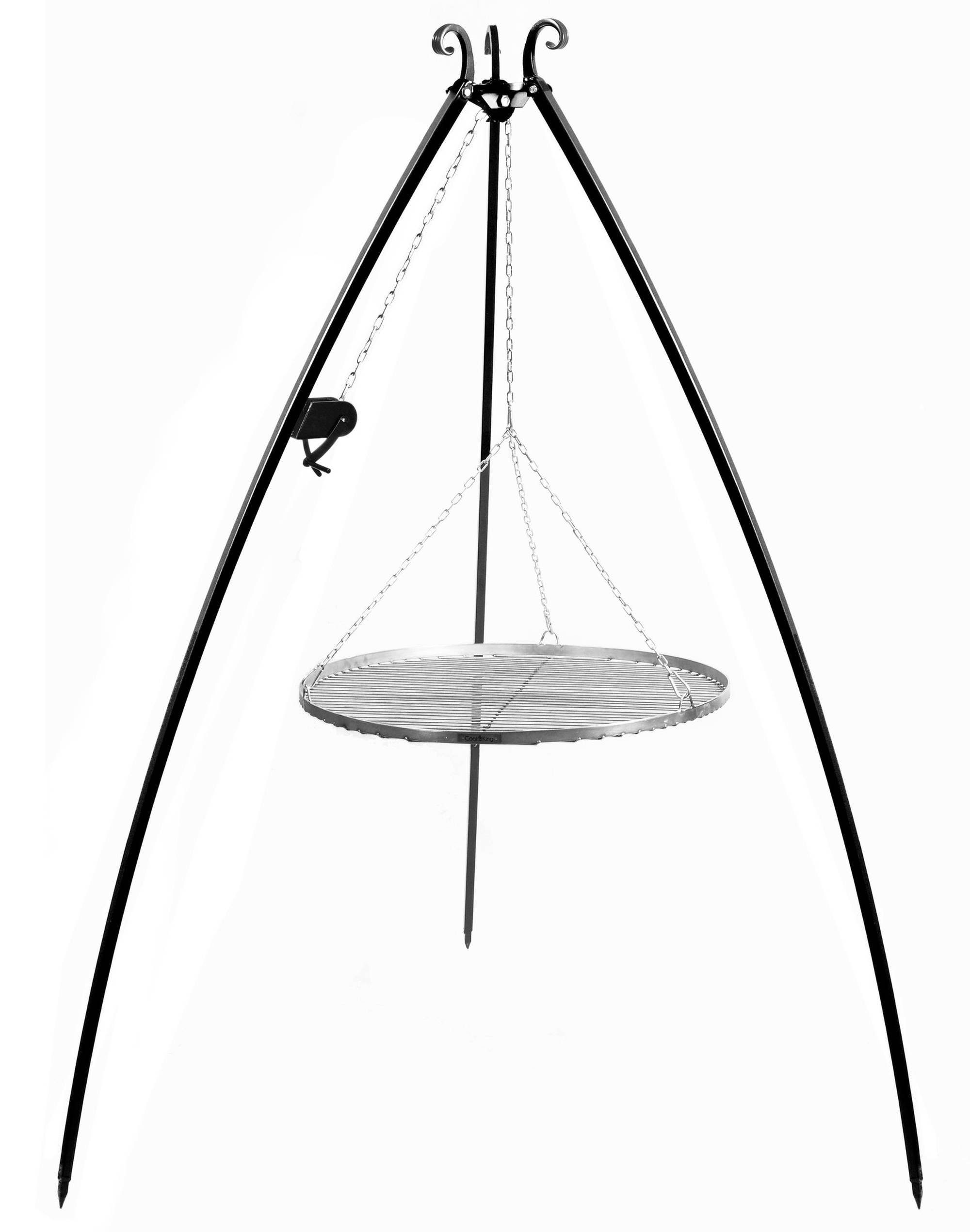 GMD Living Holzkohlegrill GLOGAU, Schwenkgrill, Dreibeingestell mit Kurbel & Grillrost, höhenverstellbarer Rost faltbares Dreibein