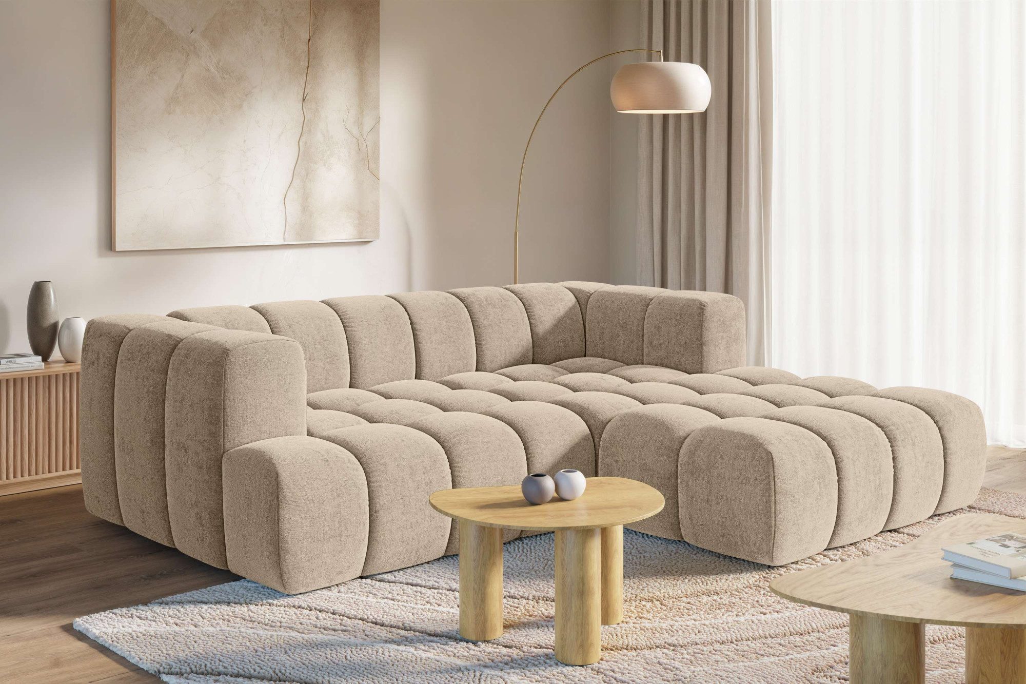 homsy by Ana Johnson Ecksofa »XL« BOUBELLE L-Form extra tief, Design: Bubble-Optik, Breite 247cm, hoher Sitzkomfort dank Wellenunterfederung, XL Sitztiefe 100 cm