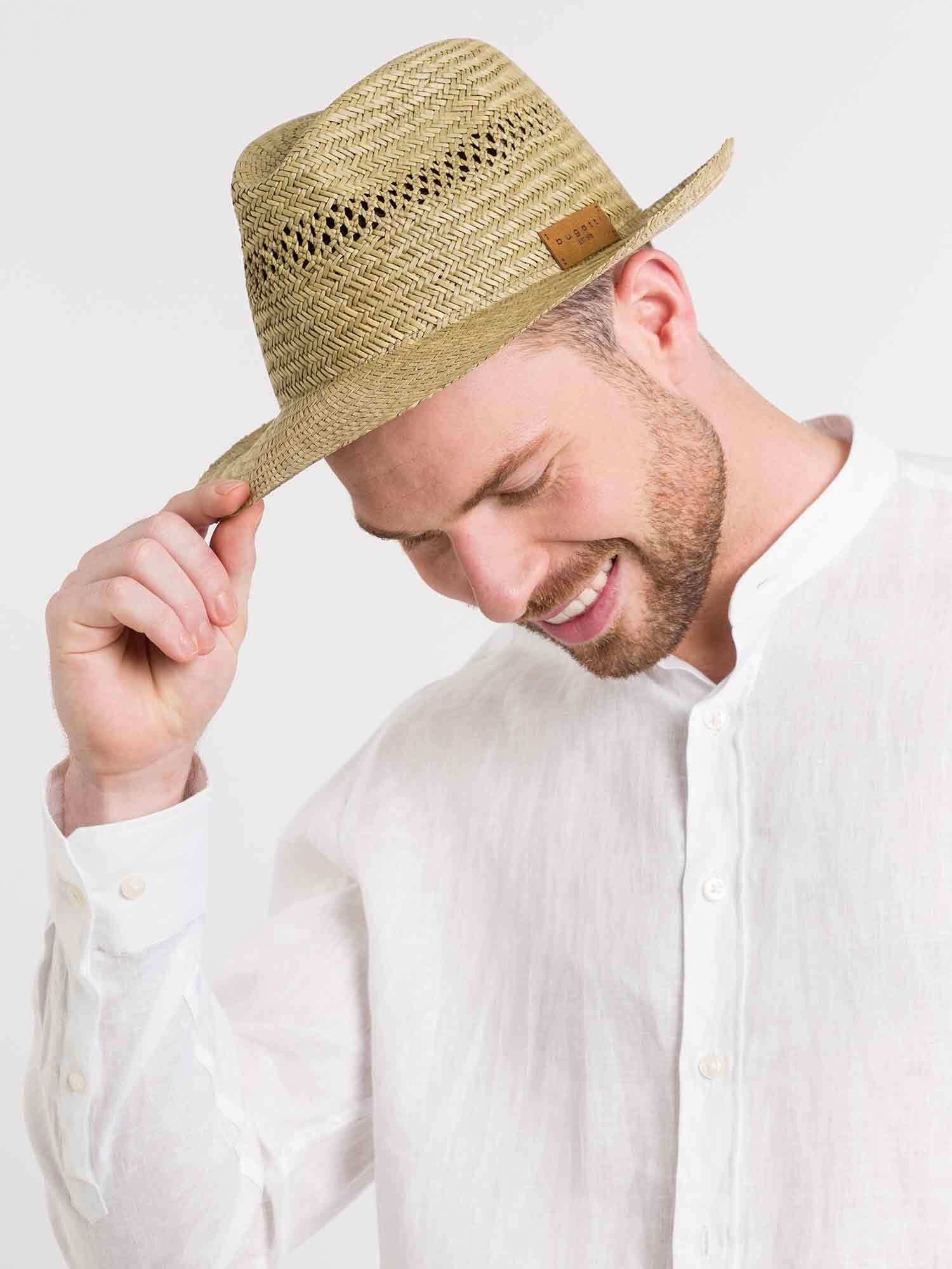 bugatti Fedora Stroh Kopfbedeckung (keine Fransen)