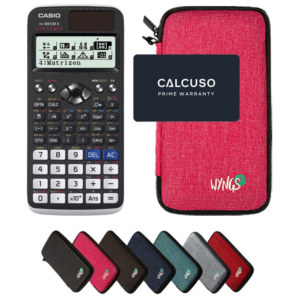 CASIO Taschenrechner fx-991DE X ClassWiz inkl. WYNGS Schutztasche Pink