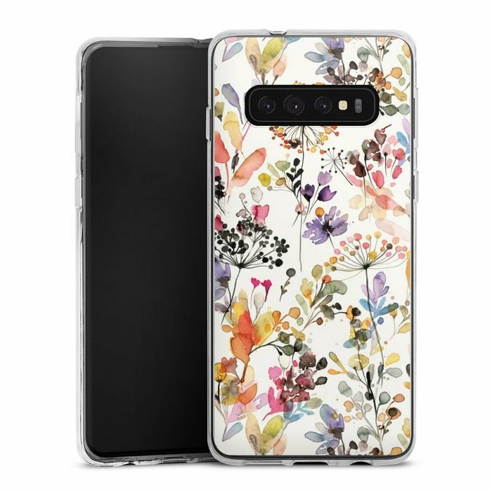 DeinDesign Handyhülle Blume Muster Pastell Wild Grasses Samsung Galaxy S10 Plus Silikon Hülle Bumper Case Handy Schutzhülle