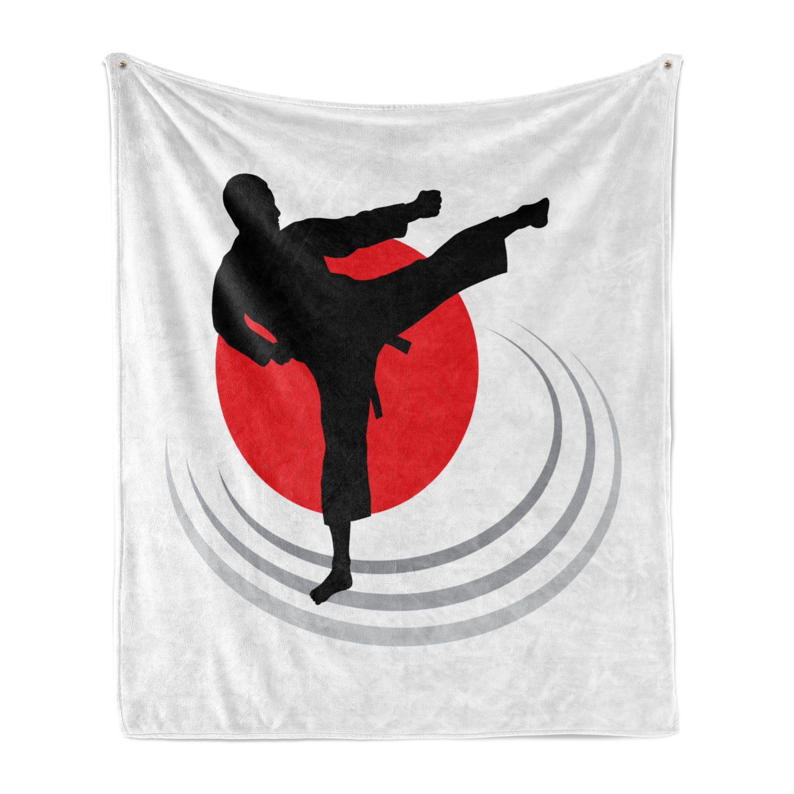 Wohndecke Gemütlicher Plüsch Silhouette Karate für Fu Kung Abakuhaus, und Kick Außenbereich, Man den Innen