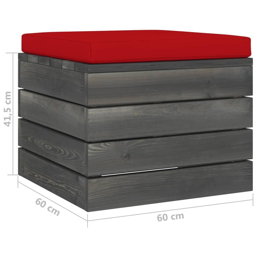 Paletten aus Rot vidaXL Kissen Kiefernholz, mit Garten-Sofagarnitur Gartenlounge-Set (8-tlg) 8-tlg.