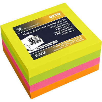 Otto Office Premium Haftnotizblock extra stark, 7,5x7,5 cm, ablösbar und wiederholt selbstklebend