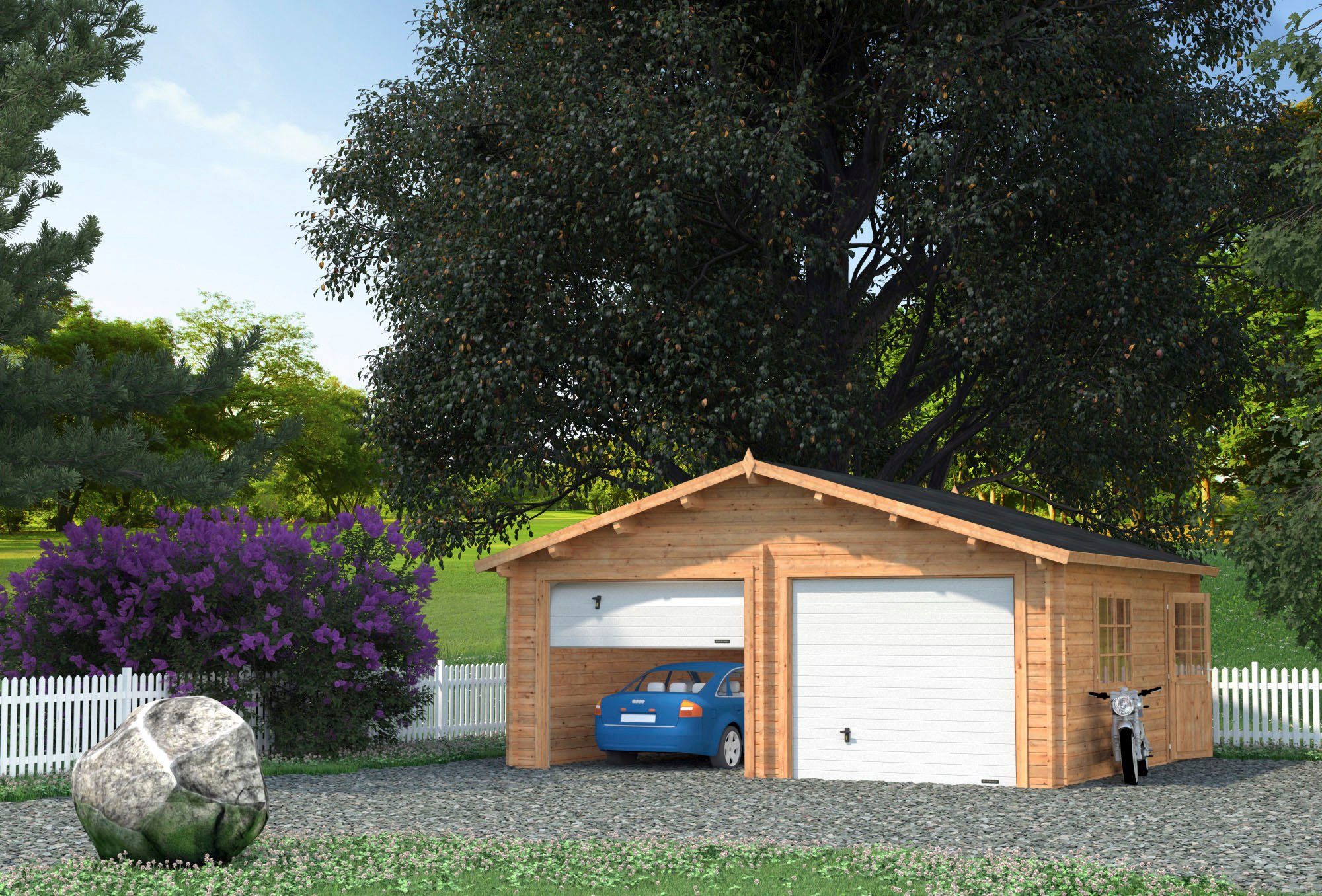 Palmako Garage Roger, BxTxH: 629x565x310 cm, mit Sektionaltor, hellbraun