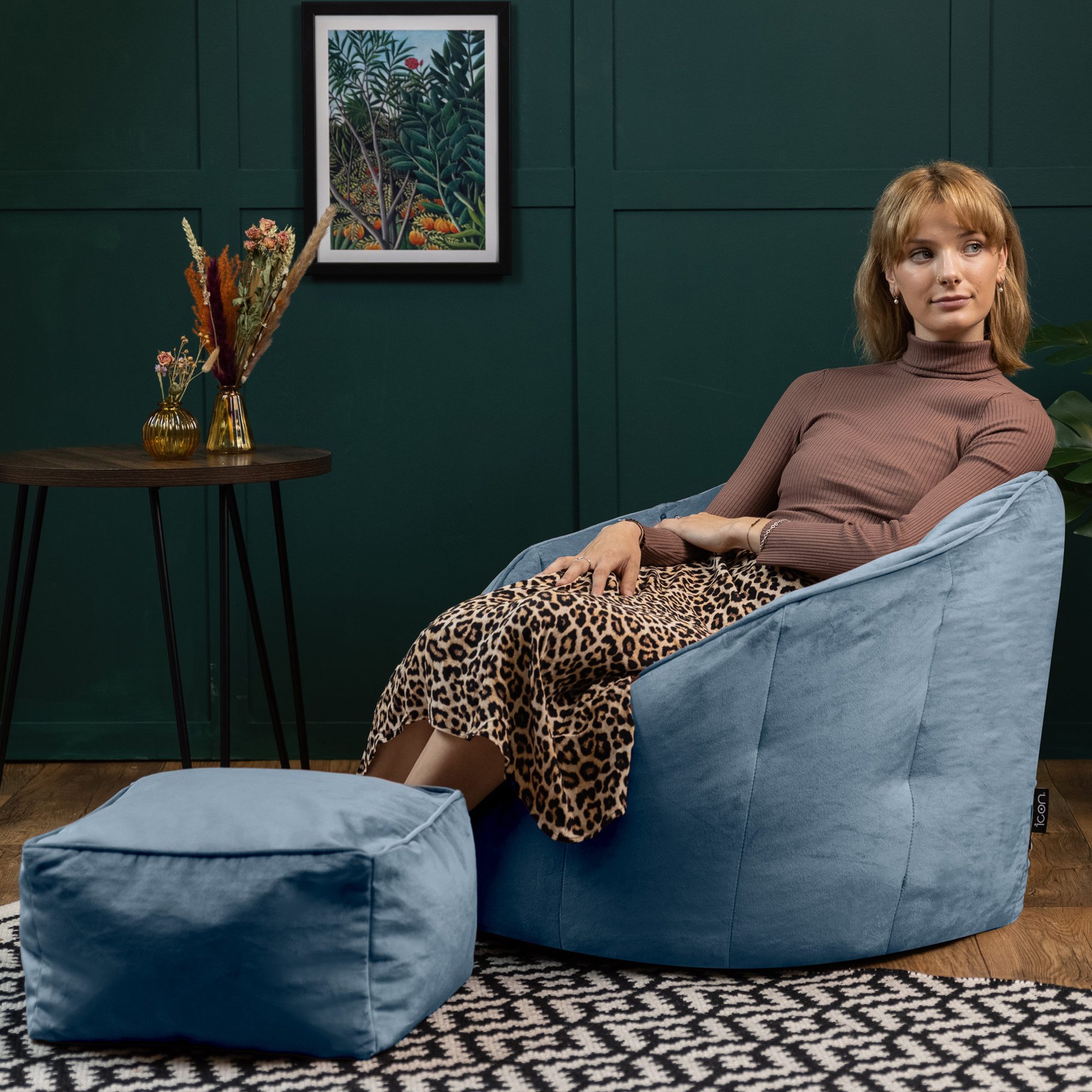 icon Sitzsack Sessel aus Samt „Sirena“ mit Hocker (Spar-Set, 1 x Sitzsack, günstig online kaufen