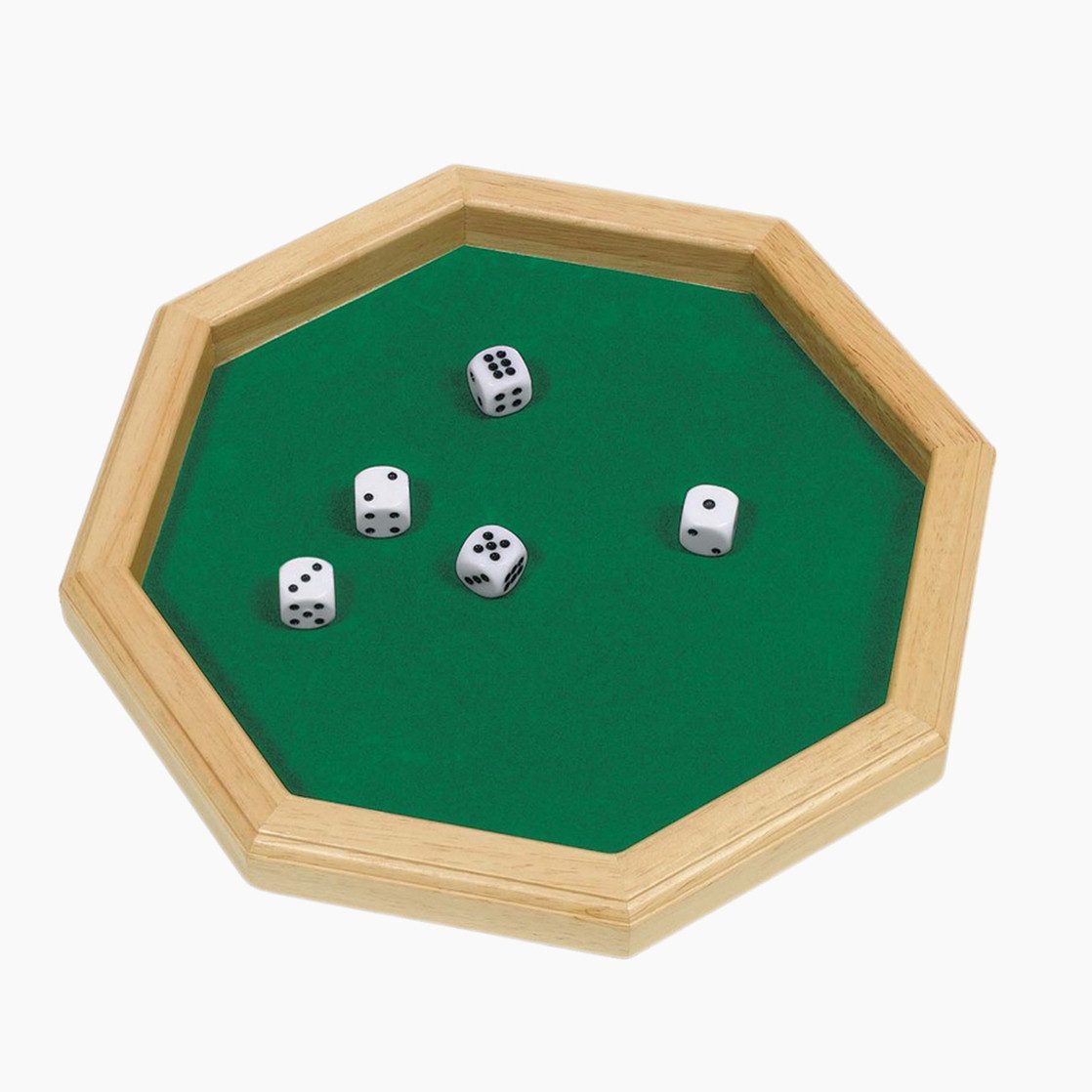 goki Spielesammlung Würfelteller mit 5 Würfeln, Würfelglück, Schont Ihre Tischoberfläche.