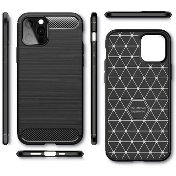 CoolGadget Handyhülle Carbon Handy Hülle für Apple iPhone 12, iPhone 12 Pro 6,1 Zoll, robuste Telefonhülle Case Schutzhülle für iPhone 12/12 Pro Hülle