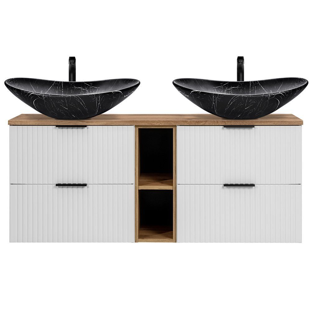 Doppelwaschtisch Doppelwaschtisch "NENA"-set WHITE 140cm
