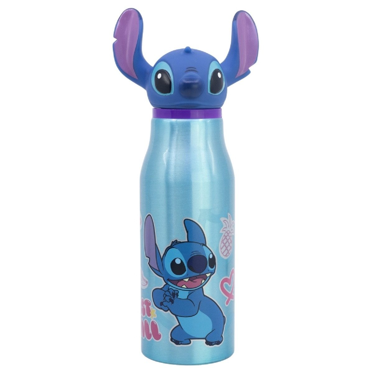 Lilo & Stitch Trinkflasche 3D Figur Trinkflasche– 690 ml, mit integriertem Strohhalm