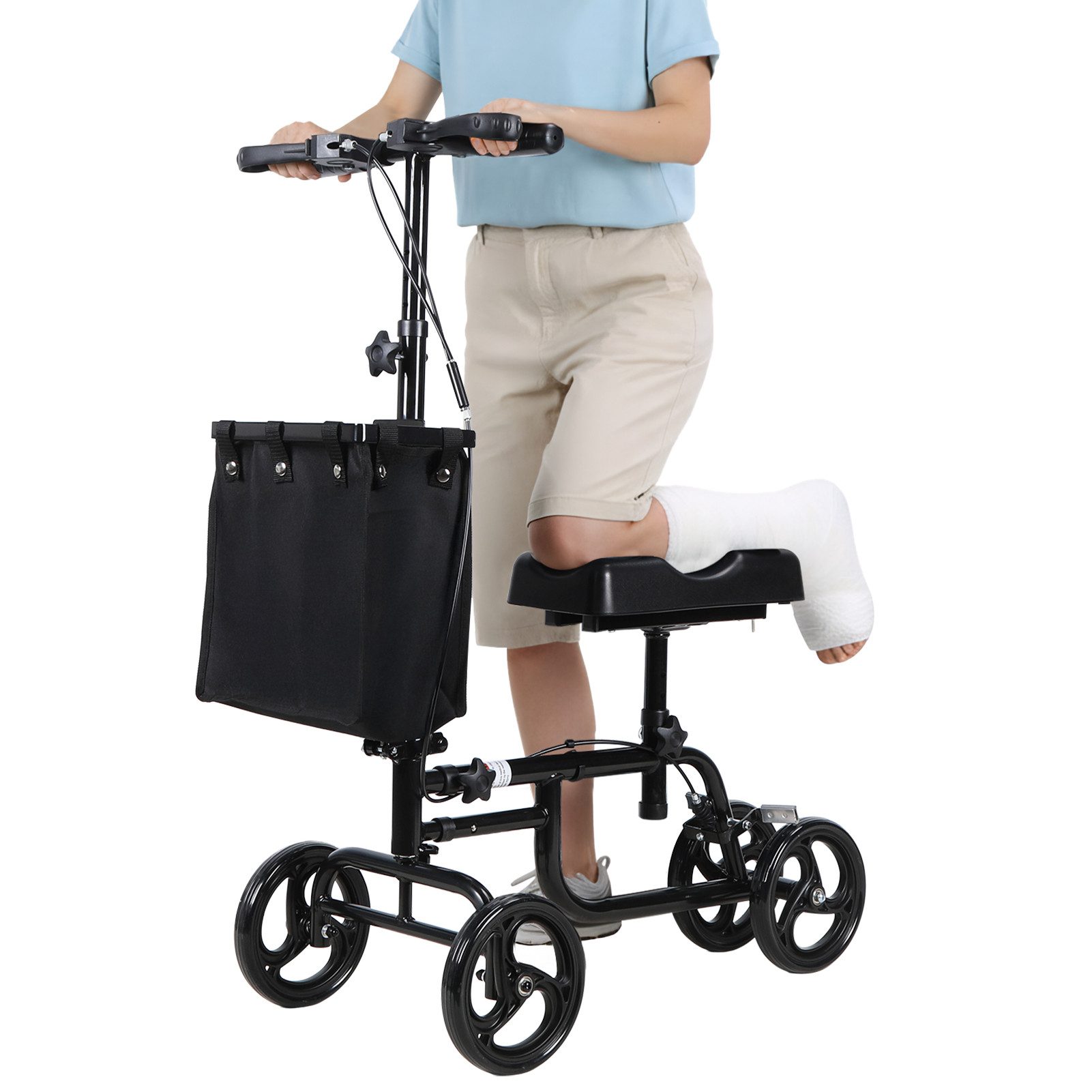 Rutaqian Garten-Kniekissen Lenkbarer Knieroller mit feststellbarer Handbremse am Hinterrad