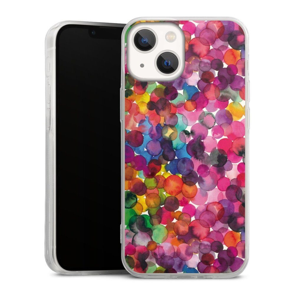 DeinDesign Handyhülle bunt Punkte Wasserfarbe Overlapped Watercolor Dots, Apple iPhone 13 Mini Slim Case Silikon Hülle Ultra Dünn Schutzhülle