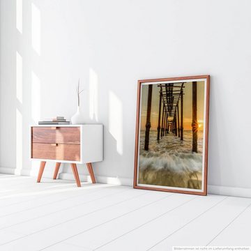 Sinus Art Poster 60x90cm Poster Landschaftsfotografie  Brücke mit Sonnenaufgang