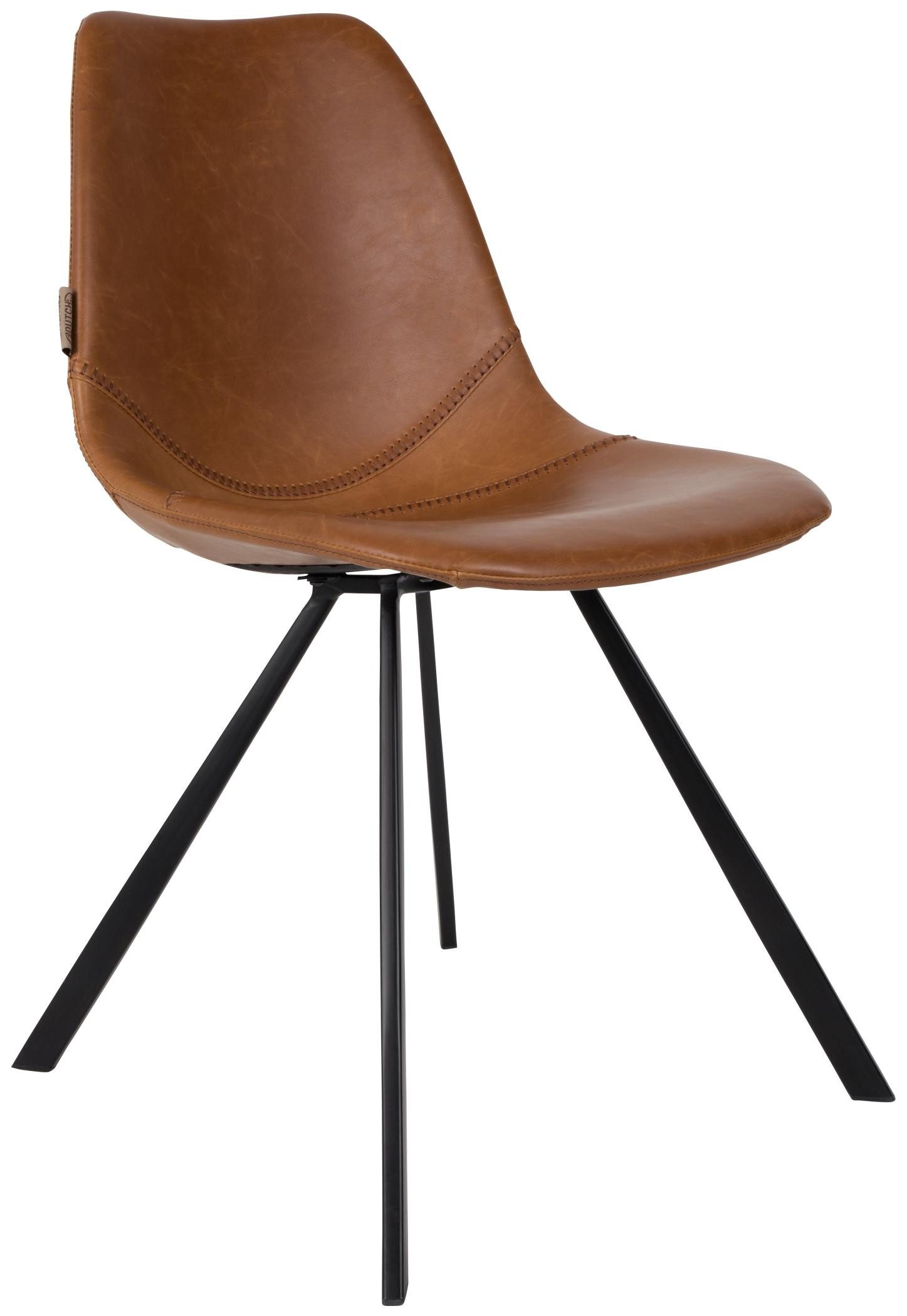 Dutchbone Schalenstuhl Esszimmerstuhl FRANKY Kunstleder Vintage braun von DutchBone