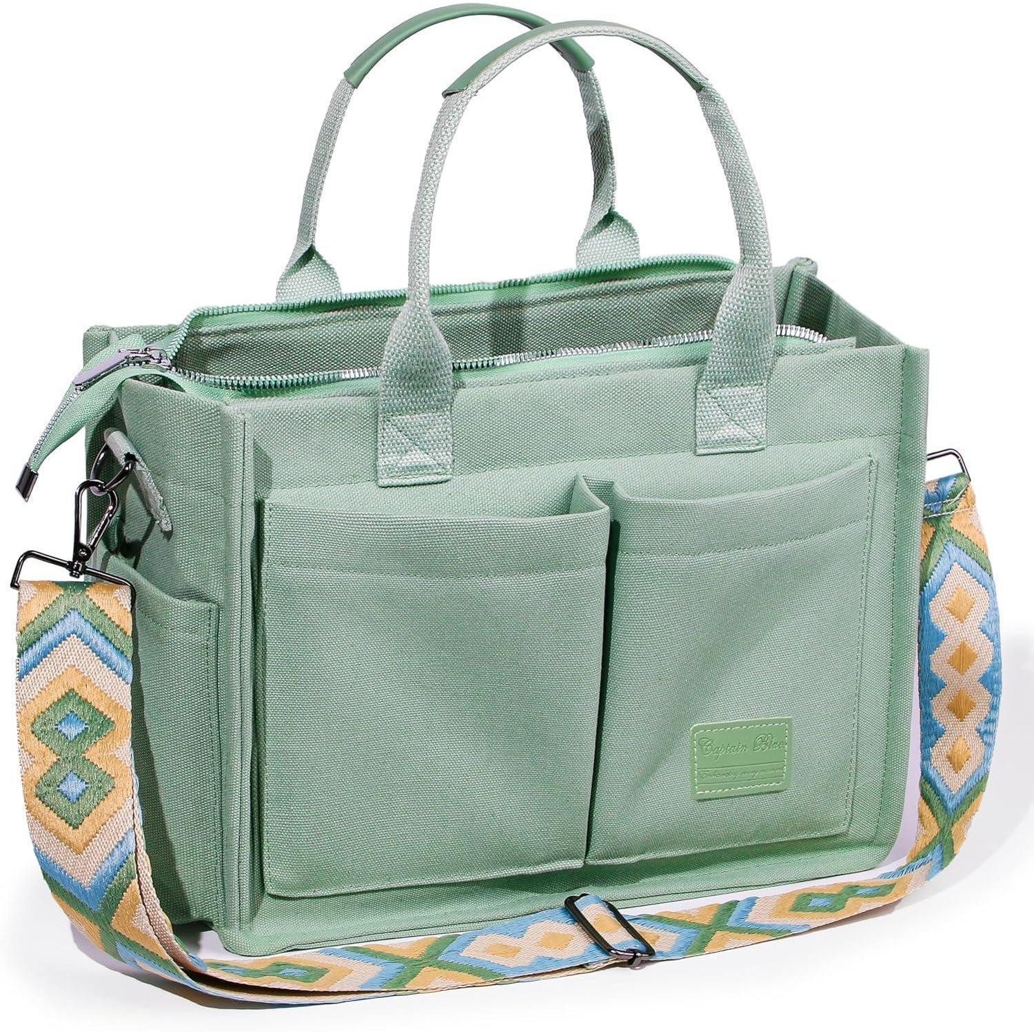LuxusKollektion Schultertasche Große Damen Canvas Tote Bag mit Laptopfach & Fächern