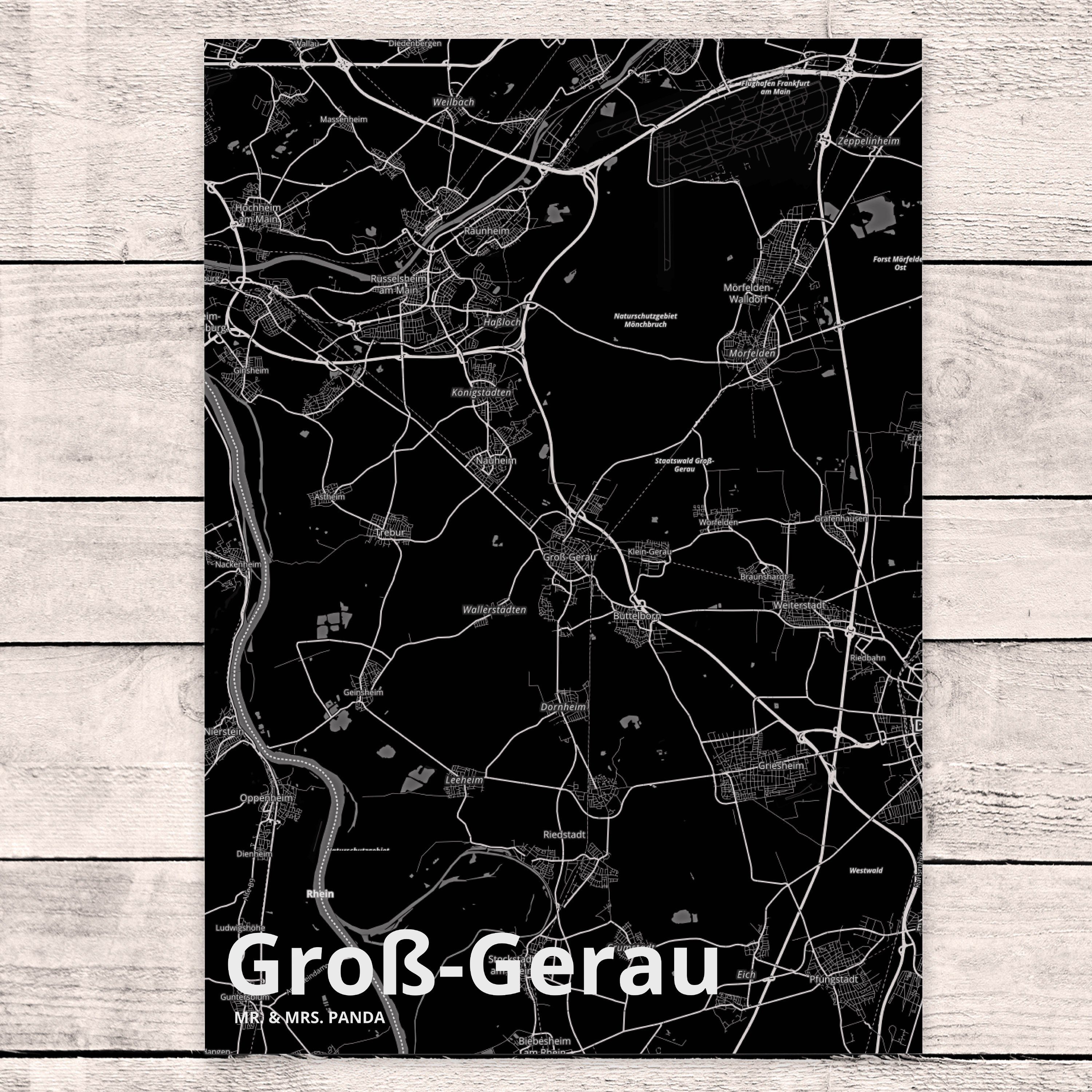 Karte Dorf Dankeskarte, Geschenk, Stadt & Mr. Mrs. - Landkart Postkarte Groß-Gerau Städte, Panda