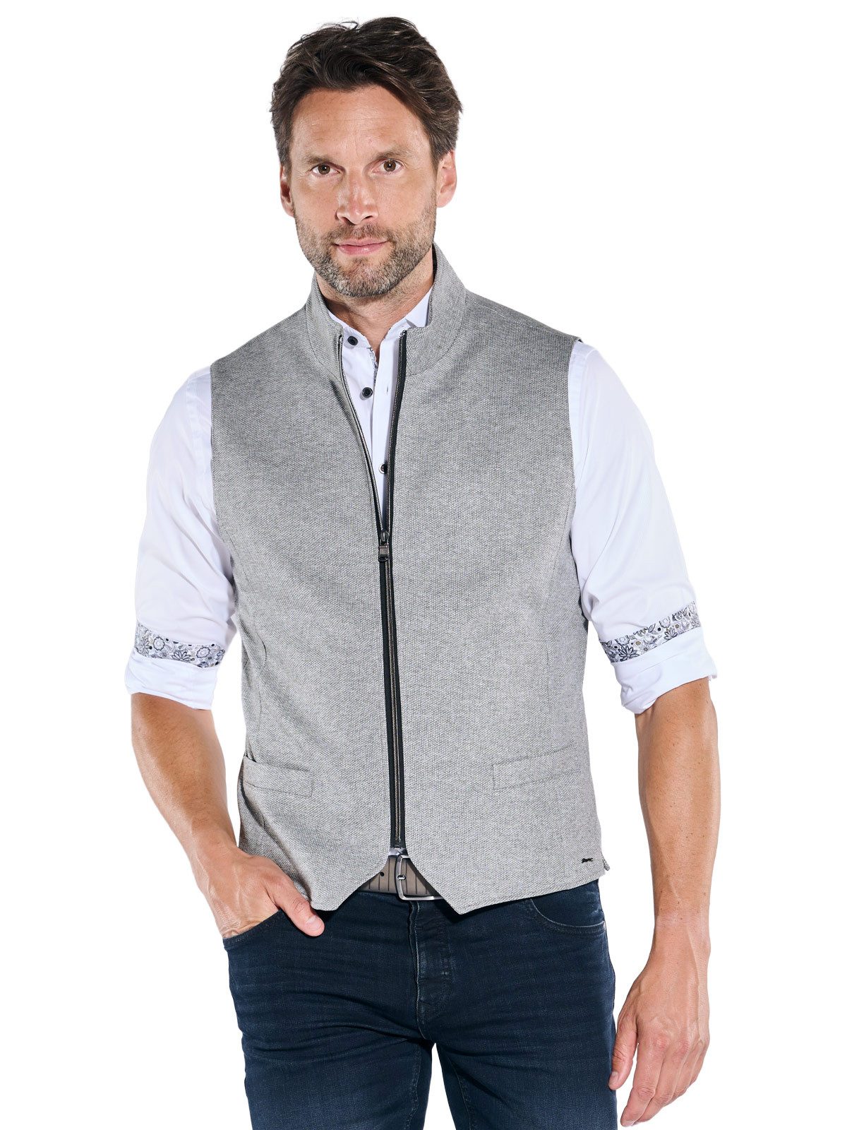 Engbers Anzugweste Herren Sakko-Weste aus elastischem Warenmaterial, Silber günstig online kaufen