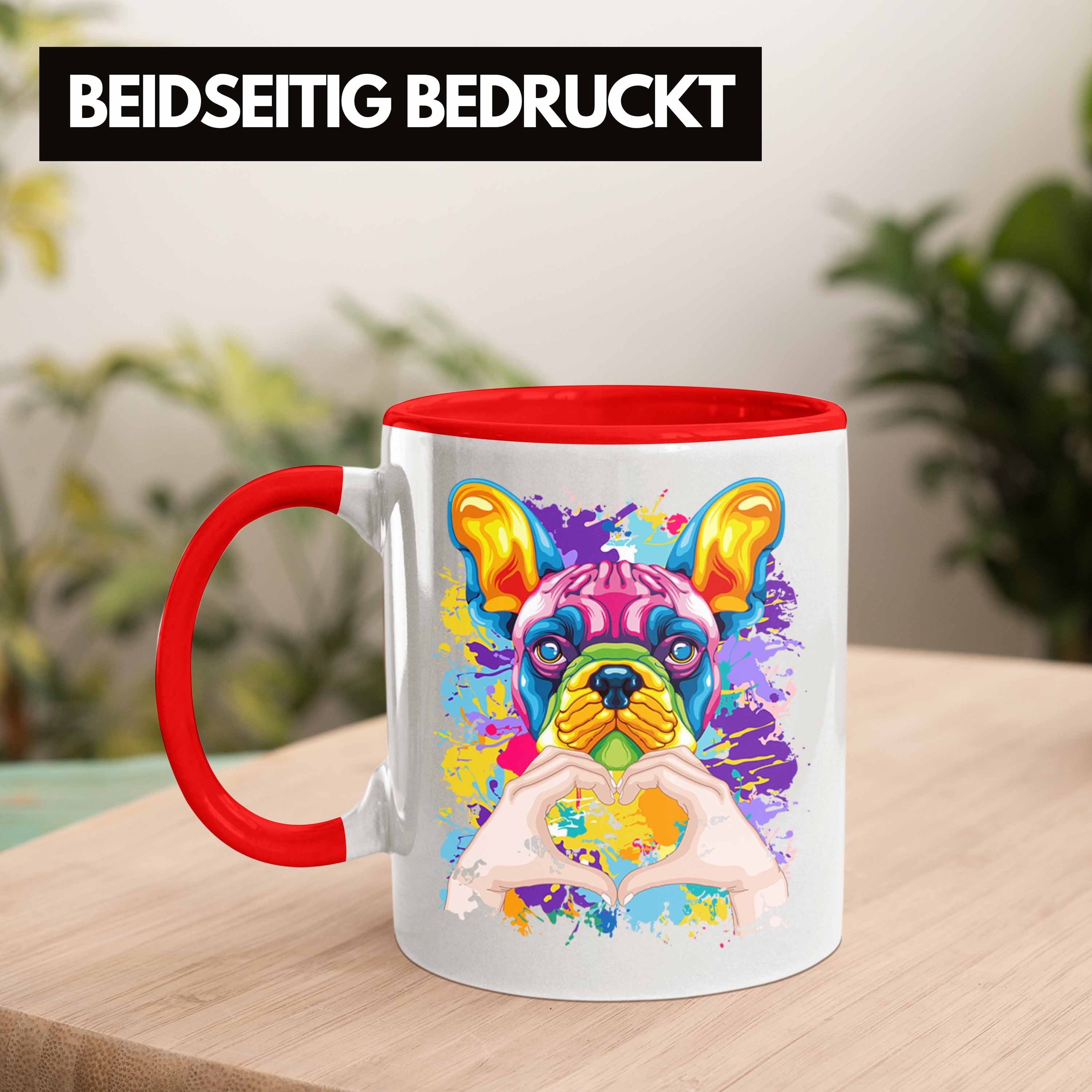 Trendation Tasse Rot Bulldogge Love Lustiger Französische Geschenk Farbe Tasse Spr Besitzer
