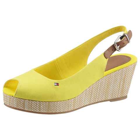 Tommy Hilfiger ICONIC ELBA SLING BACK WEDGE Sandalette, Sommerschuh, Sandale, Keilabsatz, mit Jutebesatz