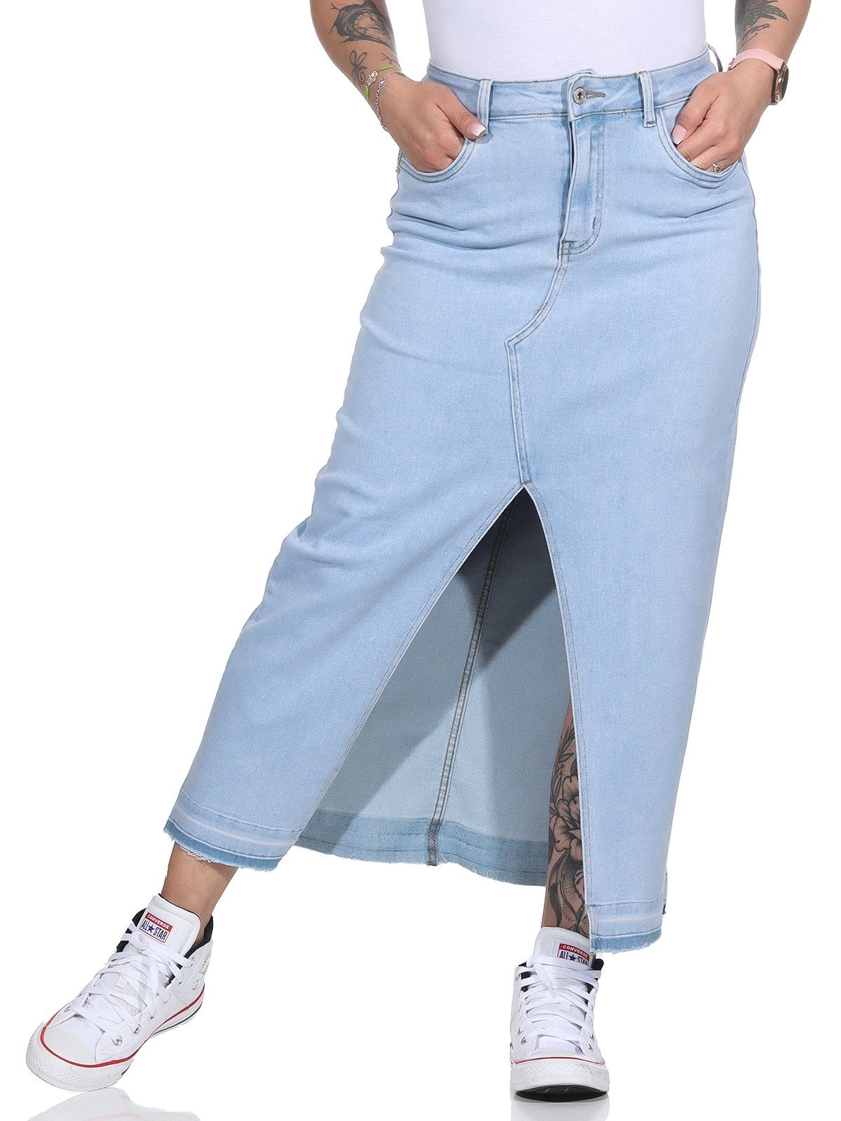 CLEO STYLE Jeansrock Damen Rock 2576 XS Hellblau