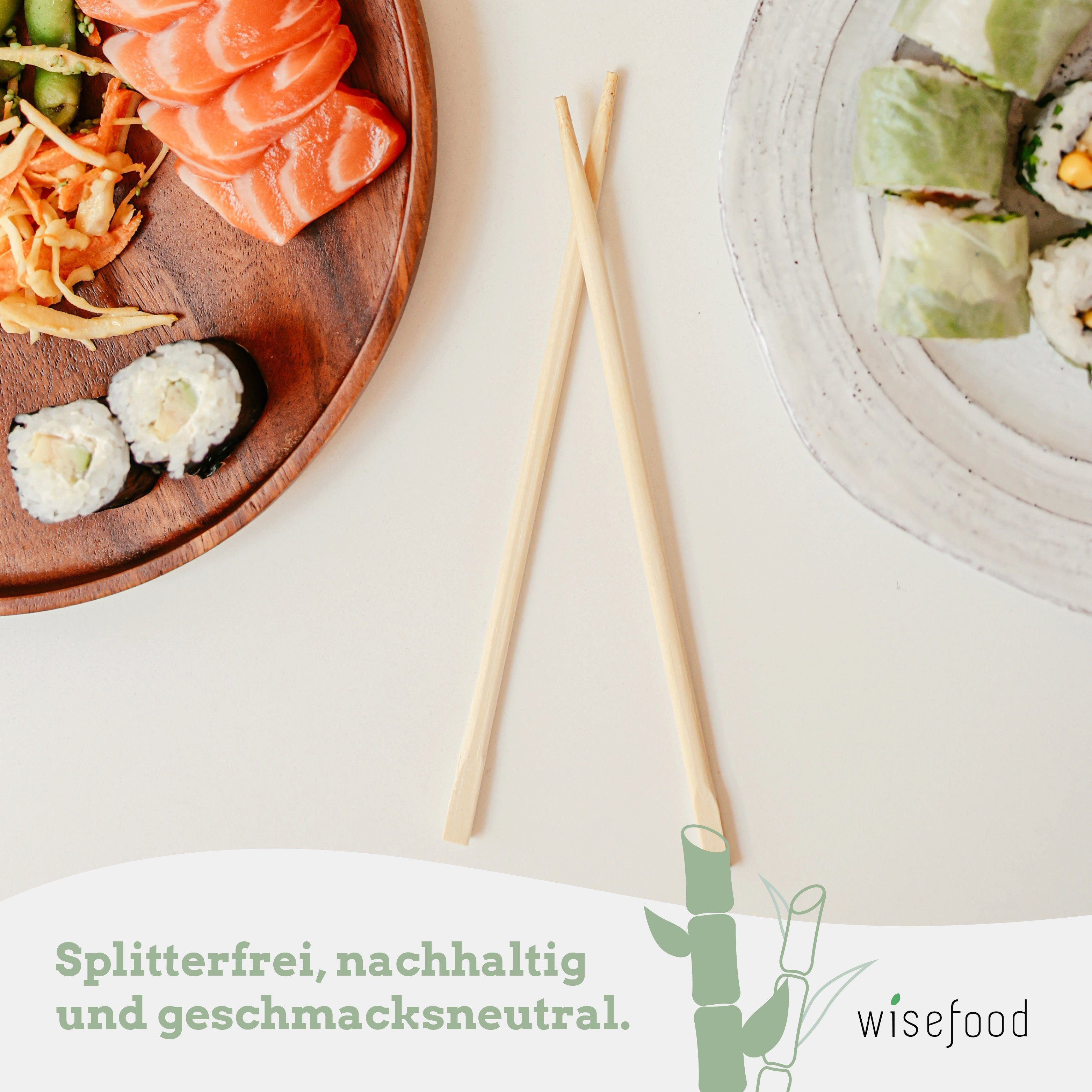 wisefood Essstäbchen Bambus Essstäbchen einzeln verpackt 23cm - 50