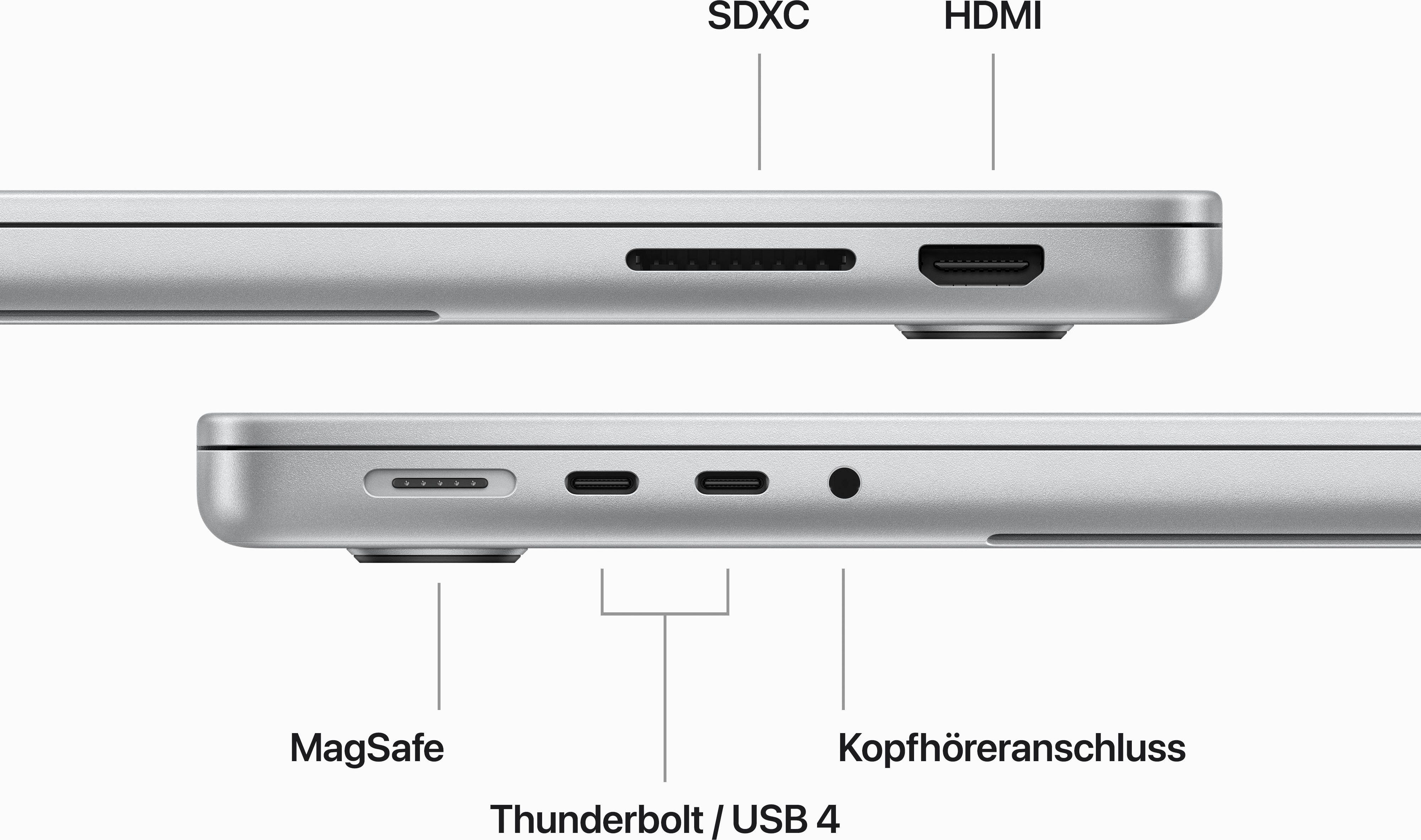 Apple MacBook 14'' Pro Notebook GPU, Apple M3, Silber Zoll, 10-Core cm/14,2 GB SSD) (35,97 512