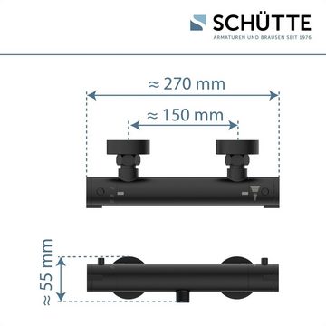 Schütte Duschsystem BLACK, Höhe 70 cm, 3 Strahlart(en), Überkopfbrauseset mit Thermostat, höhenverstellbar