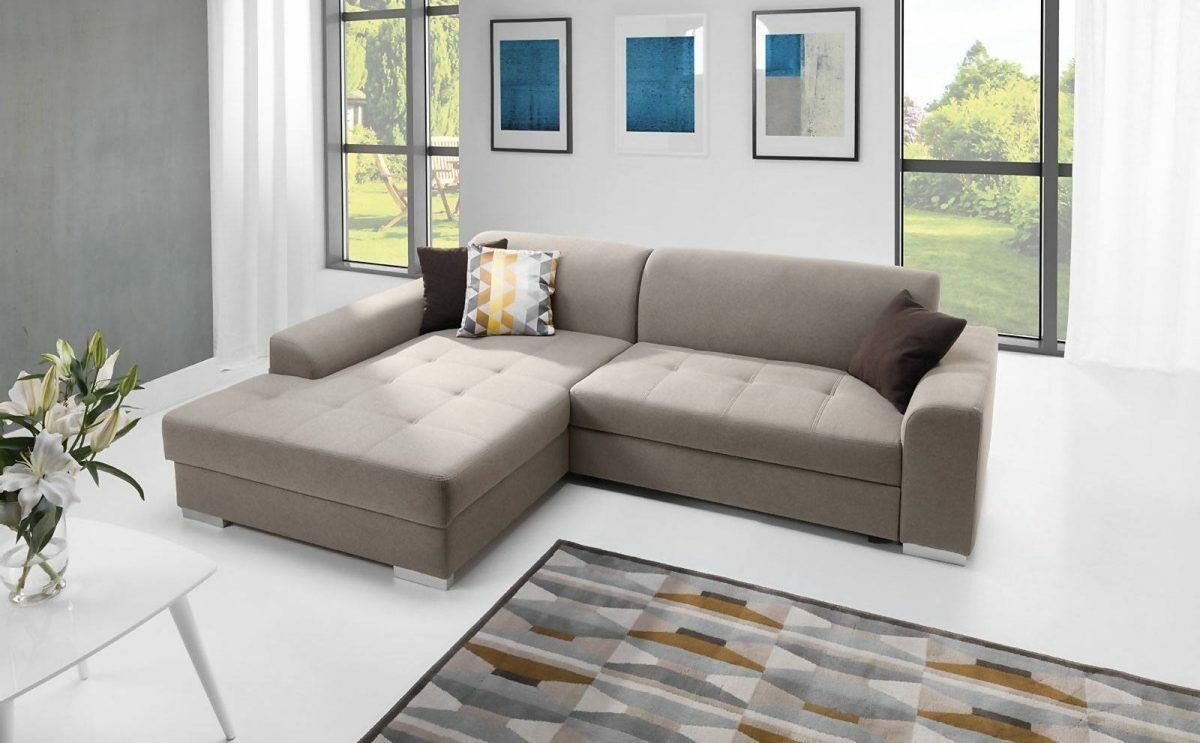 JVmoebel Ecksofa Beiges Ecksofa Luxus Polster Couch Schlafsofa mit Bettfunktion Neu, Made in Europe