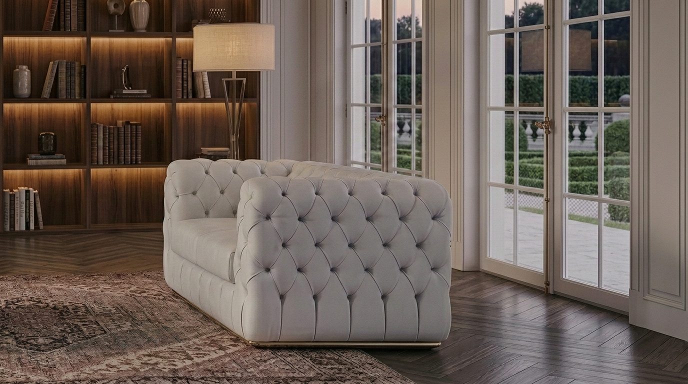 JVmoebel Loungesessel Großzügiger Weißer Chesterfield Sessel Exklusiver Loungesessel (1-St), Made in Europa