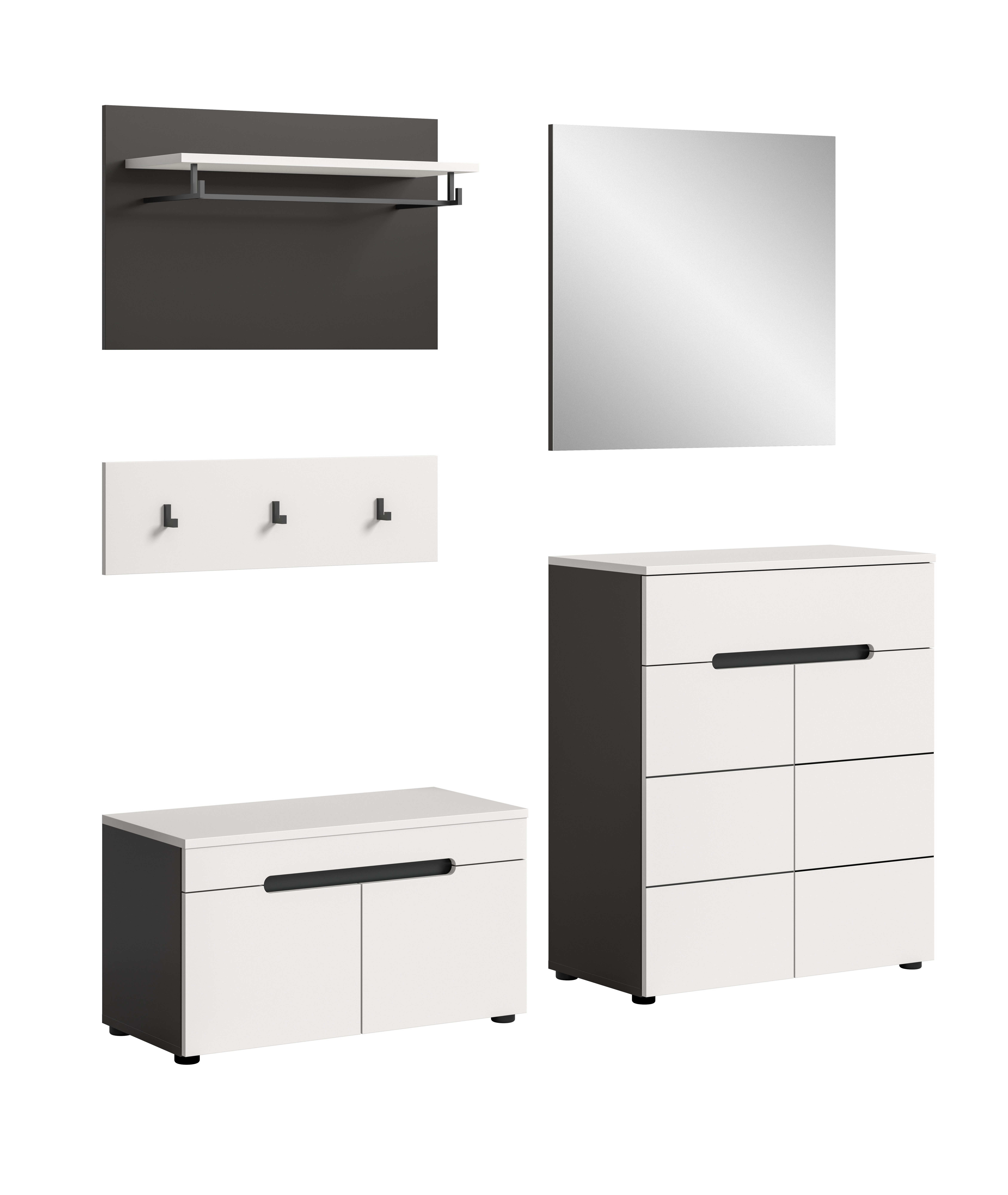 furnling Garderoben-Set Cano, (4-St., Garderobenpaneel, Schuhkommode, günstig online kaufen