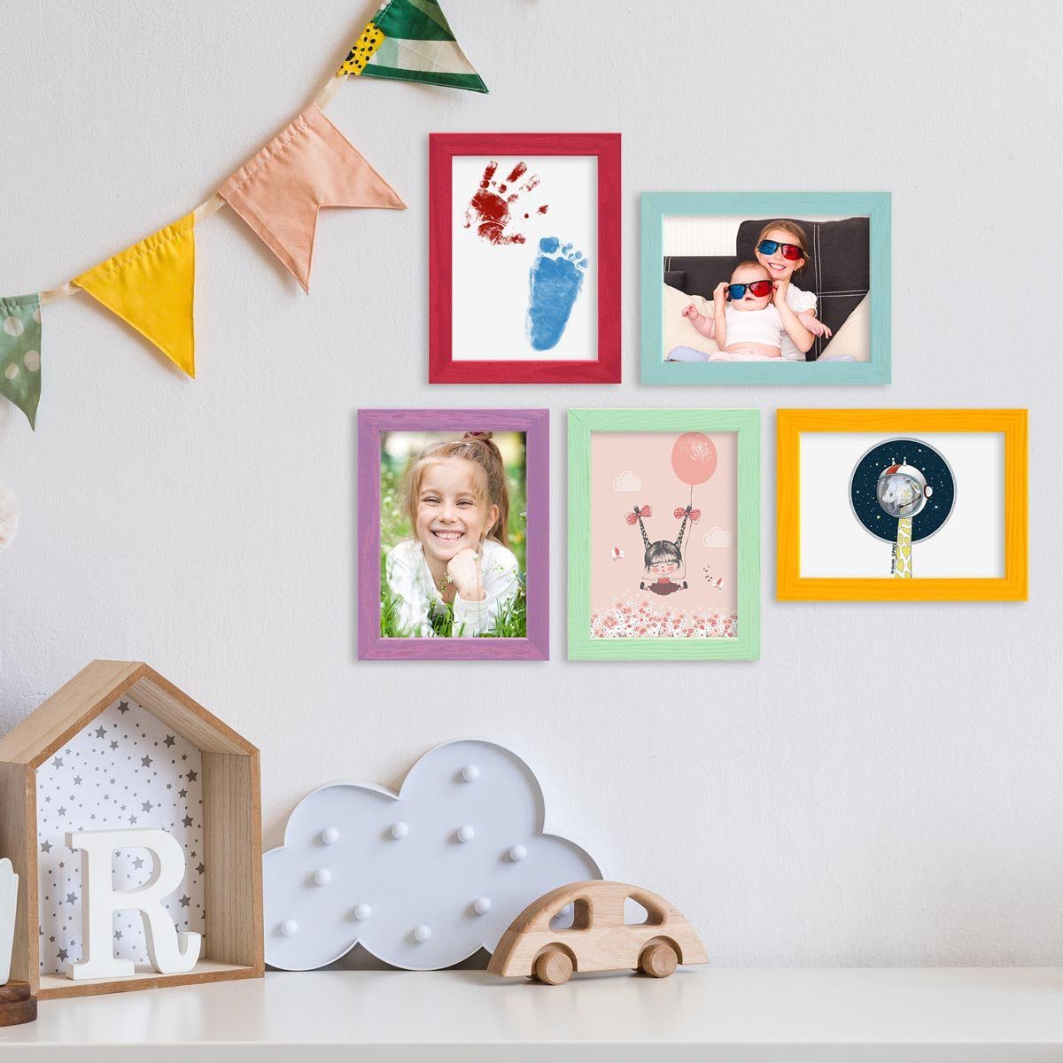 PHOTOLINI Bilderrahmen 5er Set Massivholz-Rahmen - günstig online kaufen