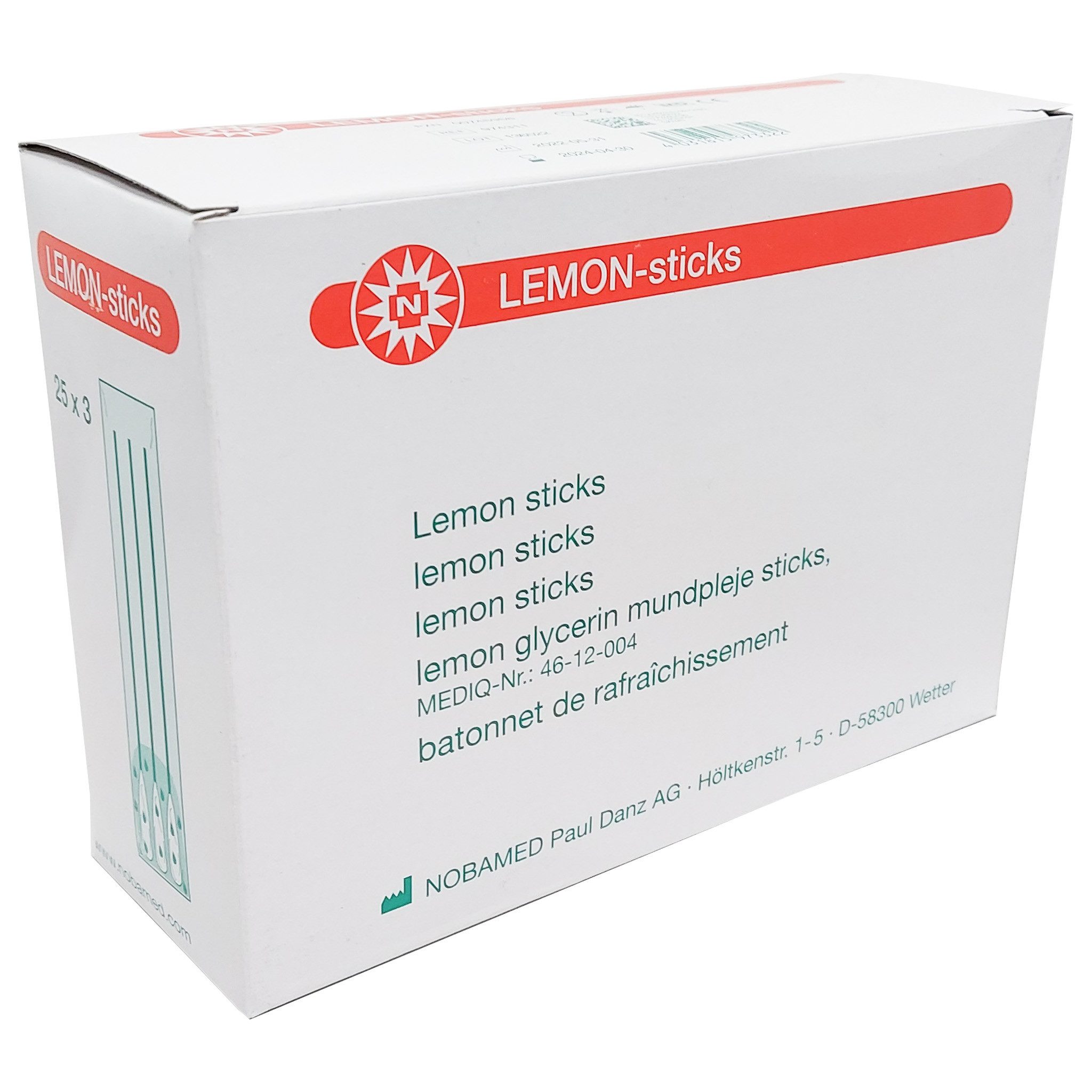 Nobamed Mundpflegecenter Lemon-Sticks Mundpflegestäbchen, 25-tlg.