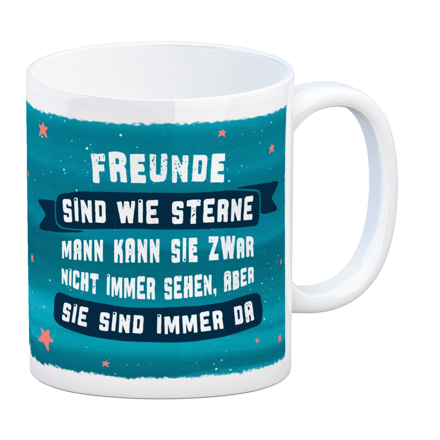 speecheese Tasse Freundschaft Kaffeebecher mit Stern Motiv und Spruch