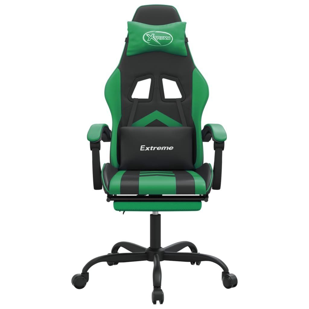 vidaXL Gaming-Stuhl Gaming-Stuhl grün Drehbar Schwarz & mit und | Fußstütze grün und Grün St) (1 Kunstleder Schwarz Schwarz