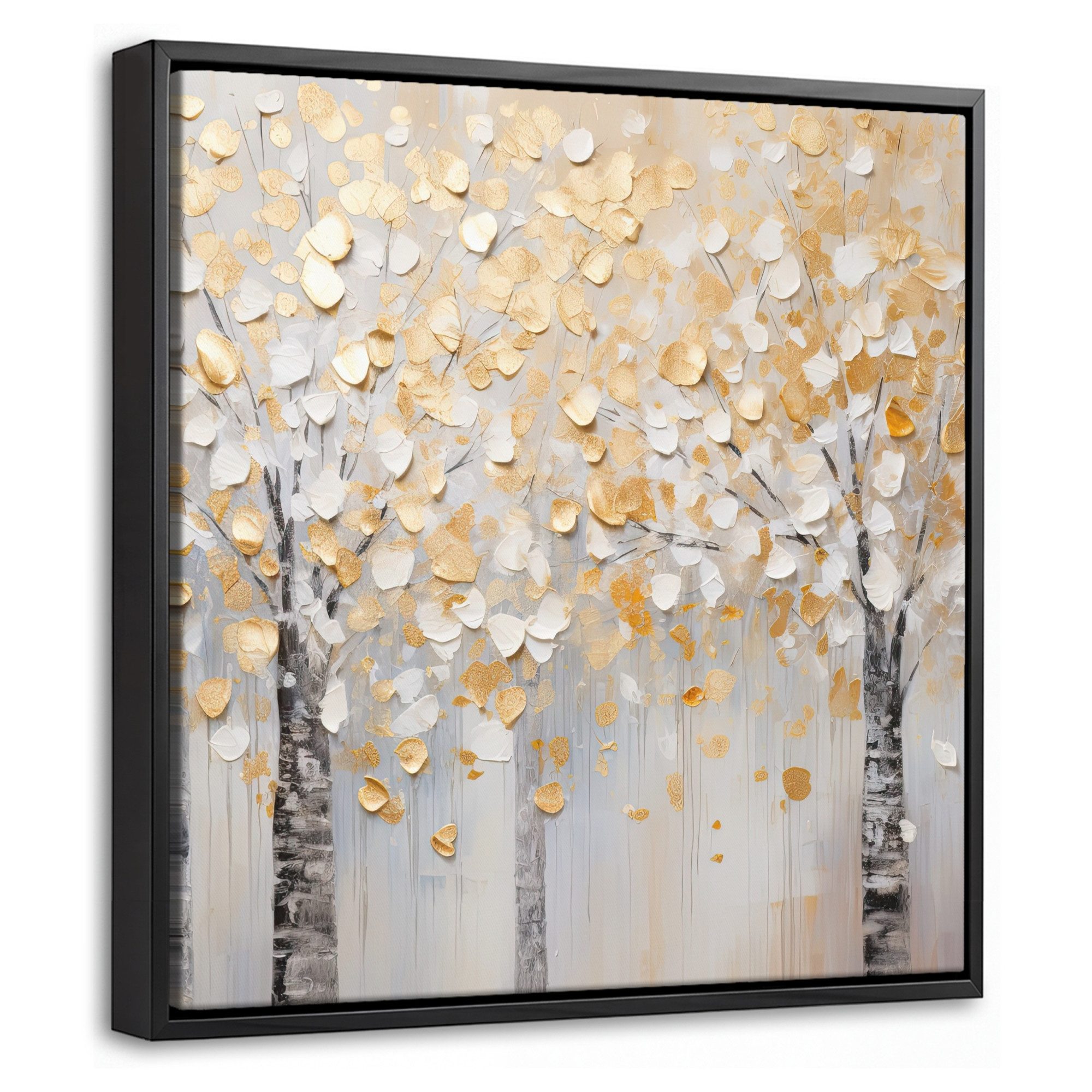 OneMillionCanvasses® Leinwandbild mit Rahmen - Bäume - Aquarell - Kunst - Natur, Fotodruck (1 St), Leinwand Bilder Klein, Wand Dekoration Aesthetic 20x20cm