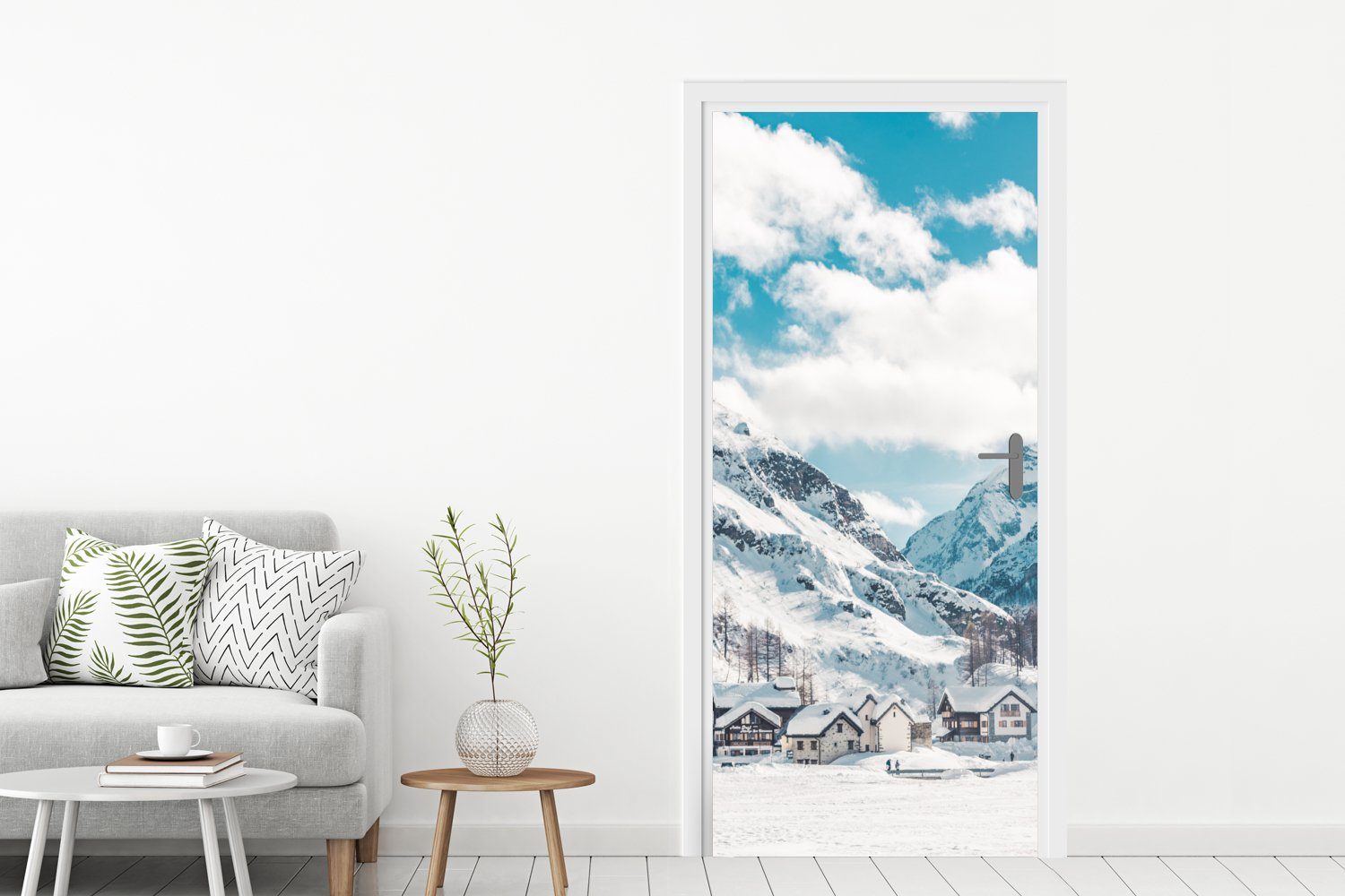 MuchoWow Türtapete Alpen - Schnee Türaufkleber, für Matt, Berge, (1 Fototapete Tür, - bedruckt, cm St), 75x205