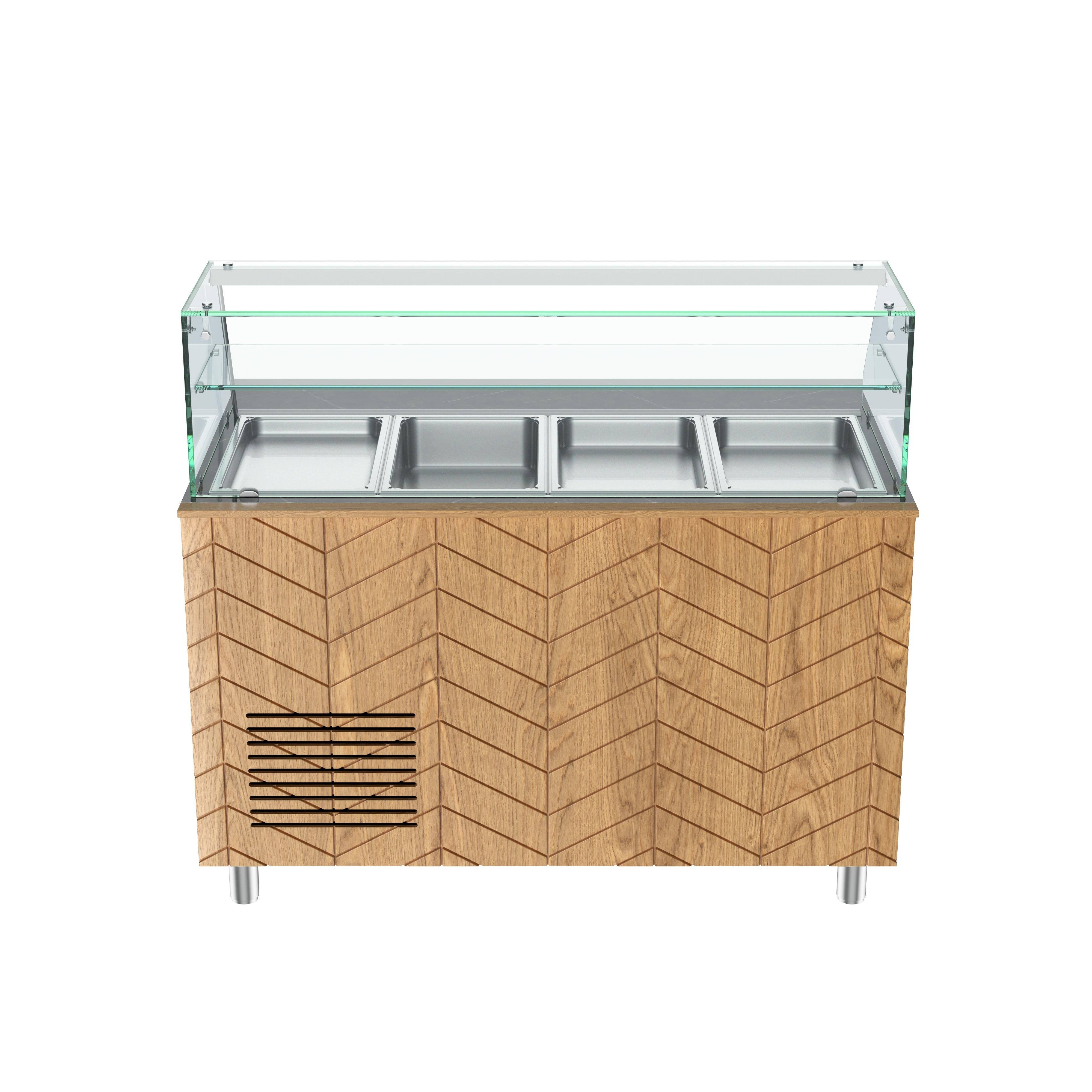 Gastronics Pizzaofen Salattheke Premium 141 x 70 x 125 cm schwarzer Compact LED 2 Türen