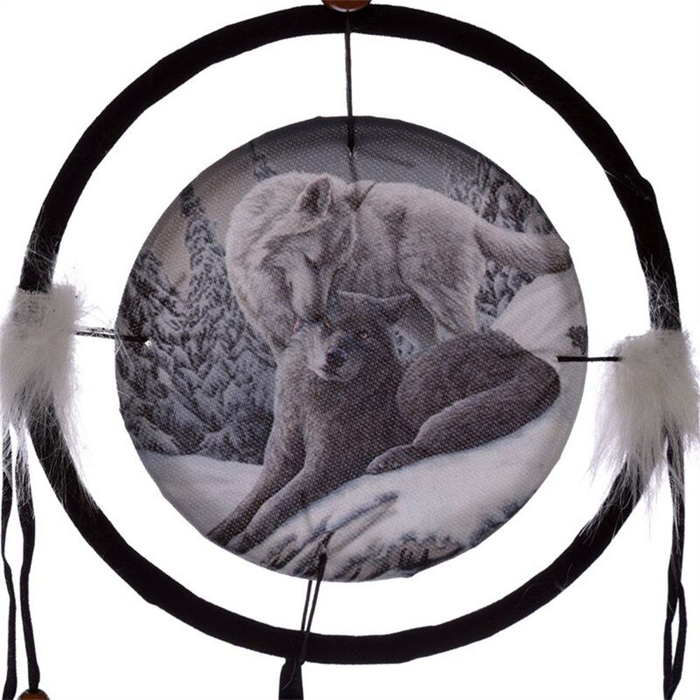 Puckator Traumfänger Wolf-Motiv (ca. Ø 16 cm, 1 St., Herbst Winter Drache), zum Aufhängen