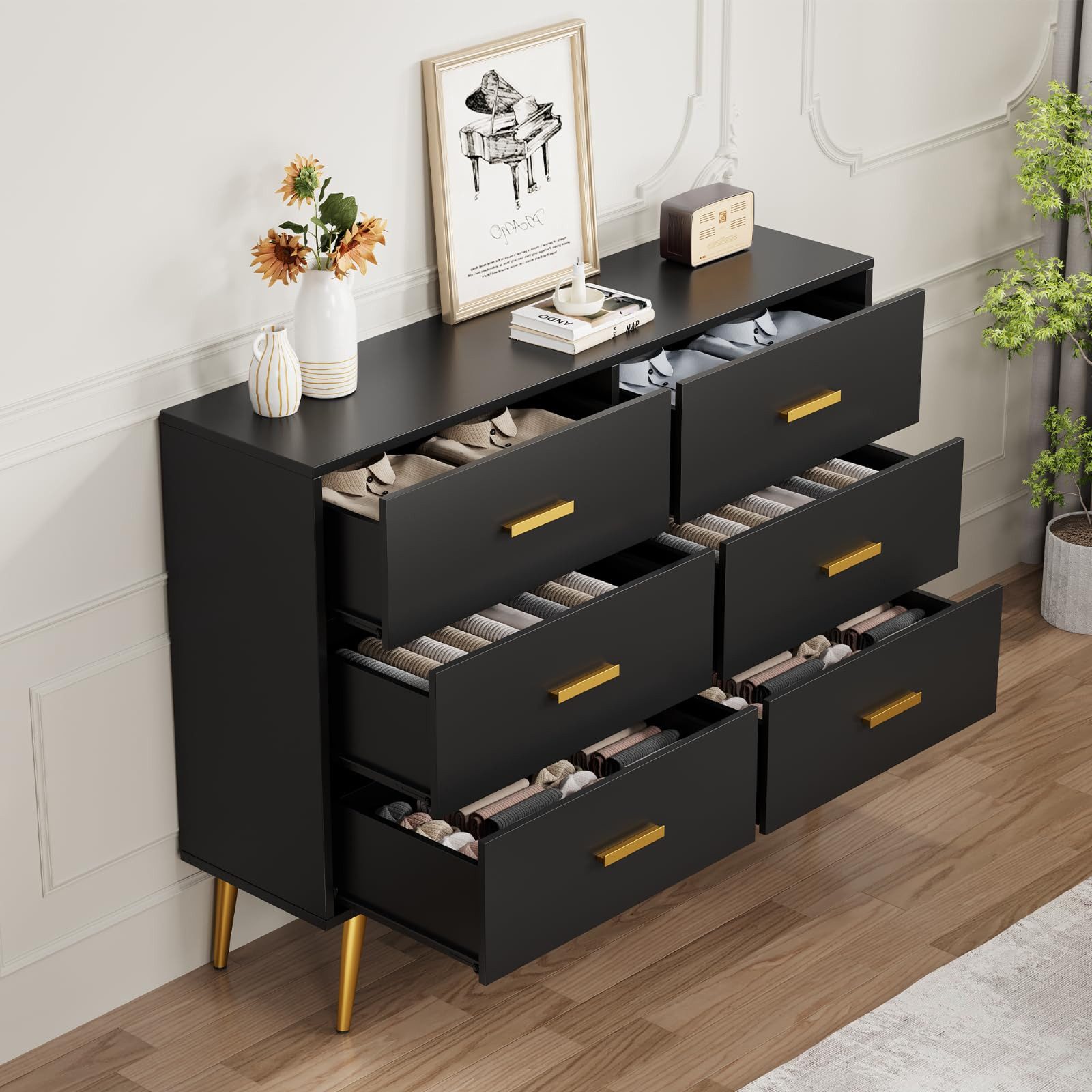 GarveeMore Kommode Kommode mit 6 Schubladen