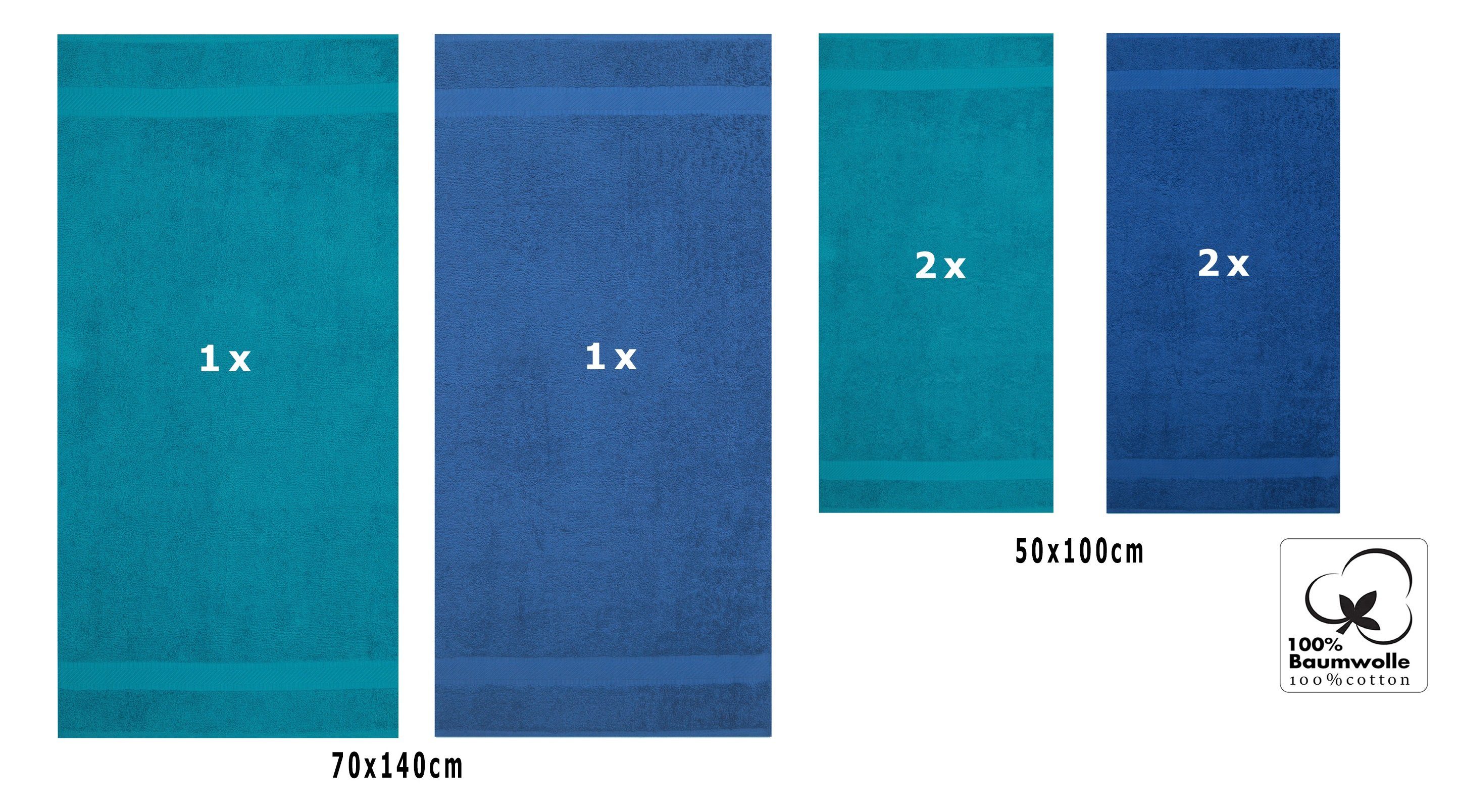 2x 70x140 4x Handtücher Handtuch 100% Baumwolle 50x100 Set cm Liegetücher petrol/blau Betz 6er Palermo cm,