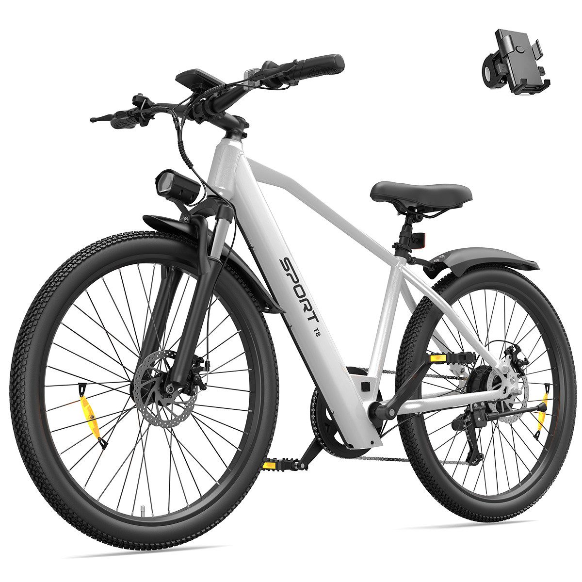 PIXAR E-Bike Cityrad 26 Zoll Elektrofahrrad 48V 10Ah Akku, Shimano 7-Gang, Abnehmbarer Korb, 7 Gang, Nabenmotor, 468 Wh, (Packung)