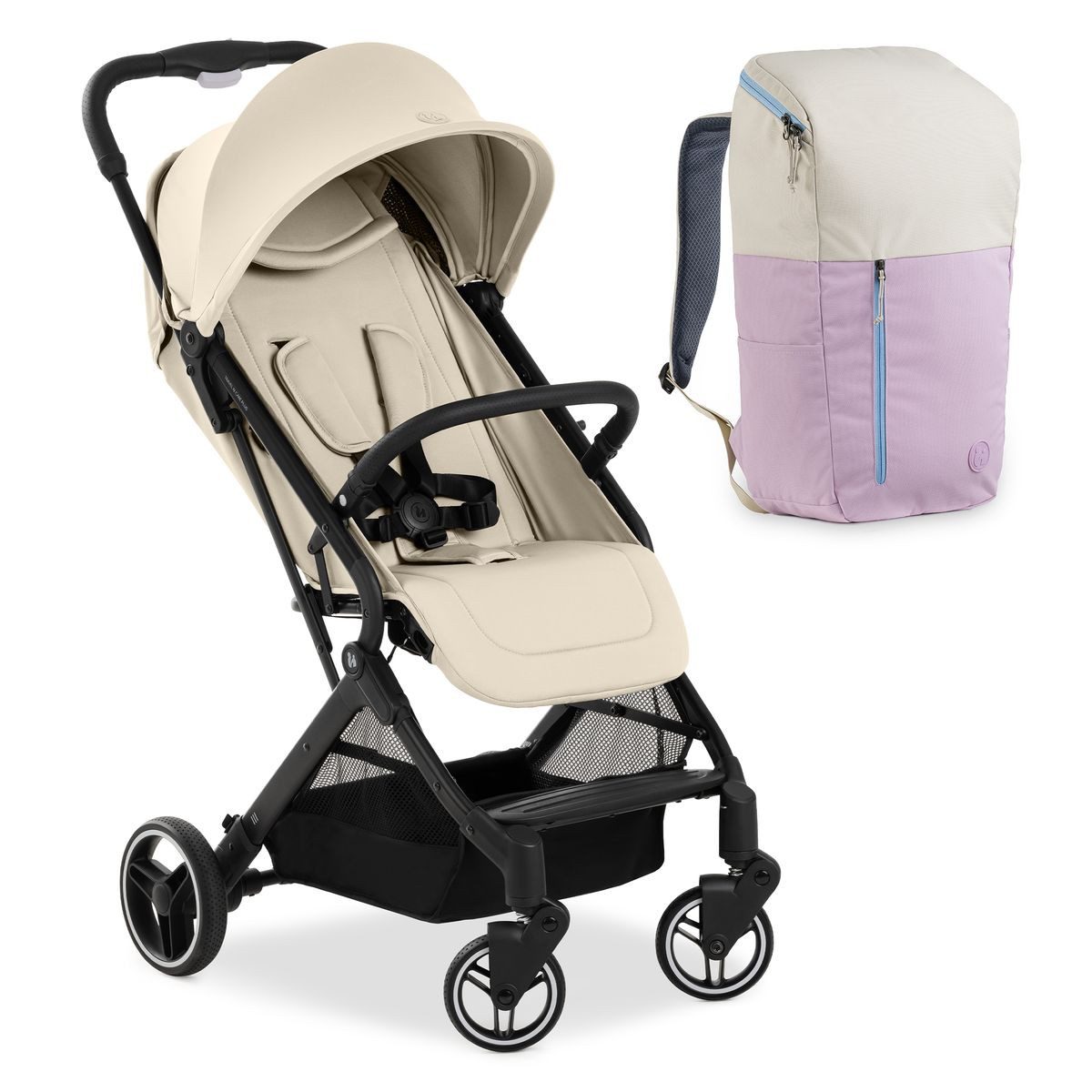 Hauck Sportbuggy Travel N Care Plus - Vanilla, Reisebuggy Sportwagen mit Liegefunktion inkl. Wickelrucksack bis 22 kg