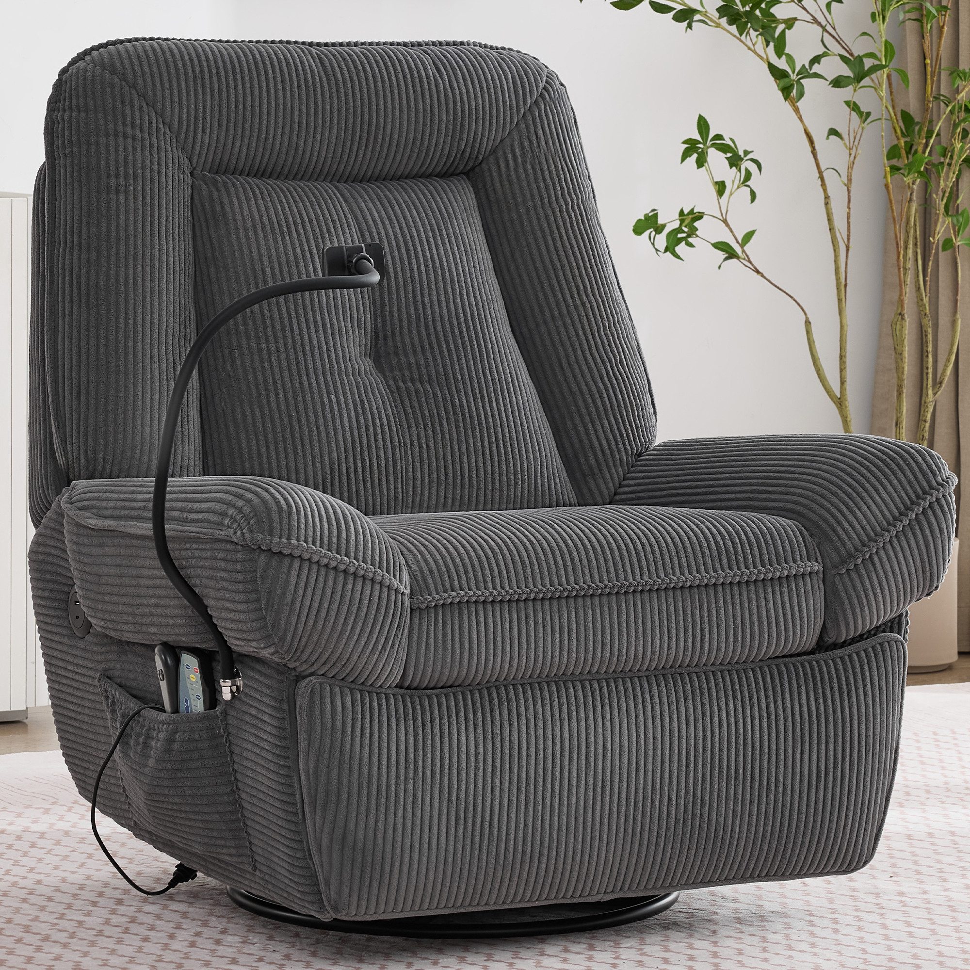 REDOM Relaxsessel Sessel 104x92x91 cm mit Massage- und Heizfunktion – drehbar (TV-Sessel, 360° drehbarer Sessel, 1-St., 104*92*91cm), 360° drehbarer Sessel,USB-Anschluss mit Handyhalterung